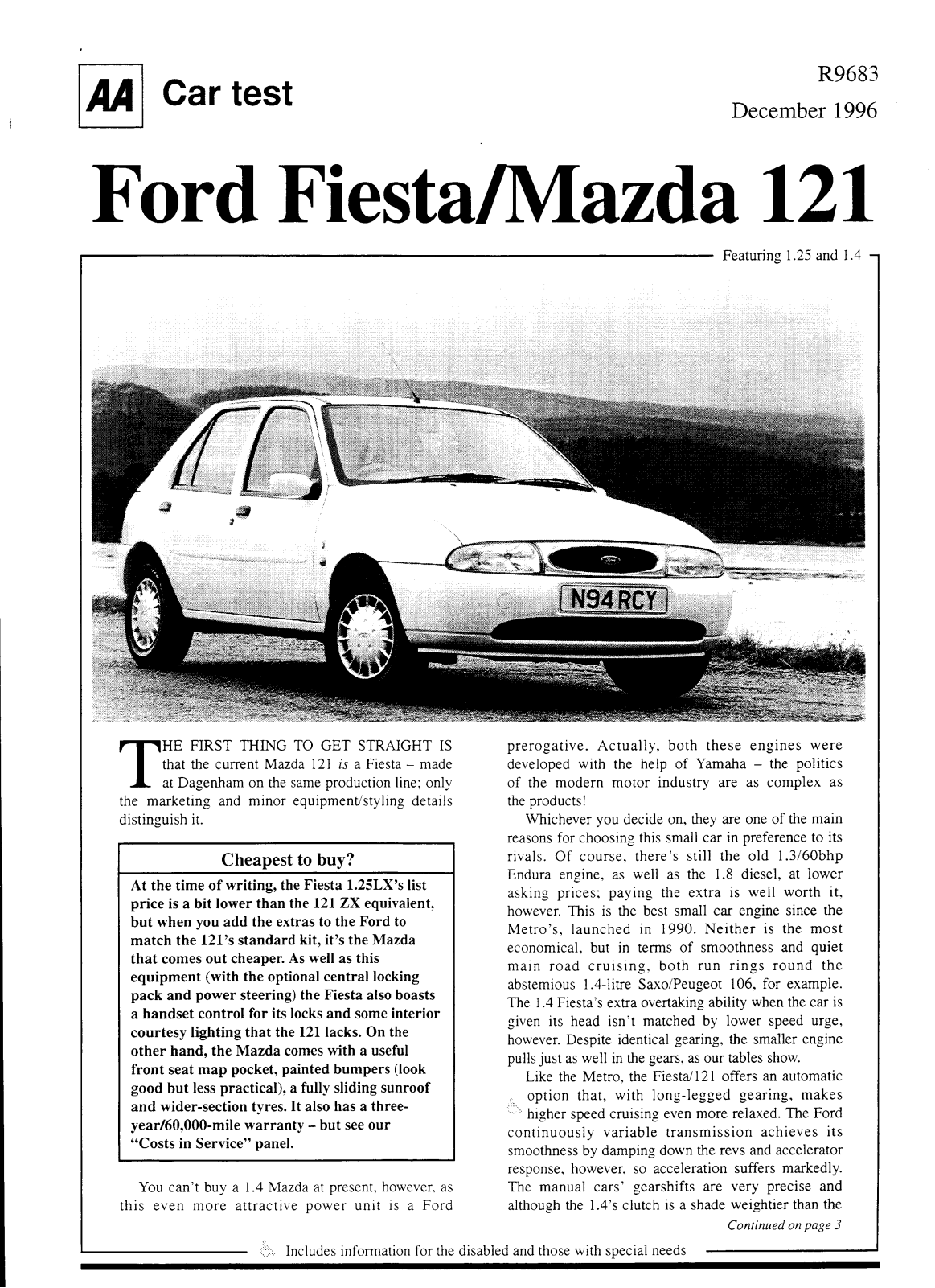 Mazda 121 1996 User Manual