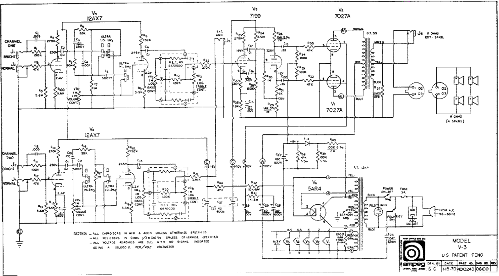 Ampeg v 3 1970 schematic