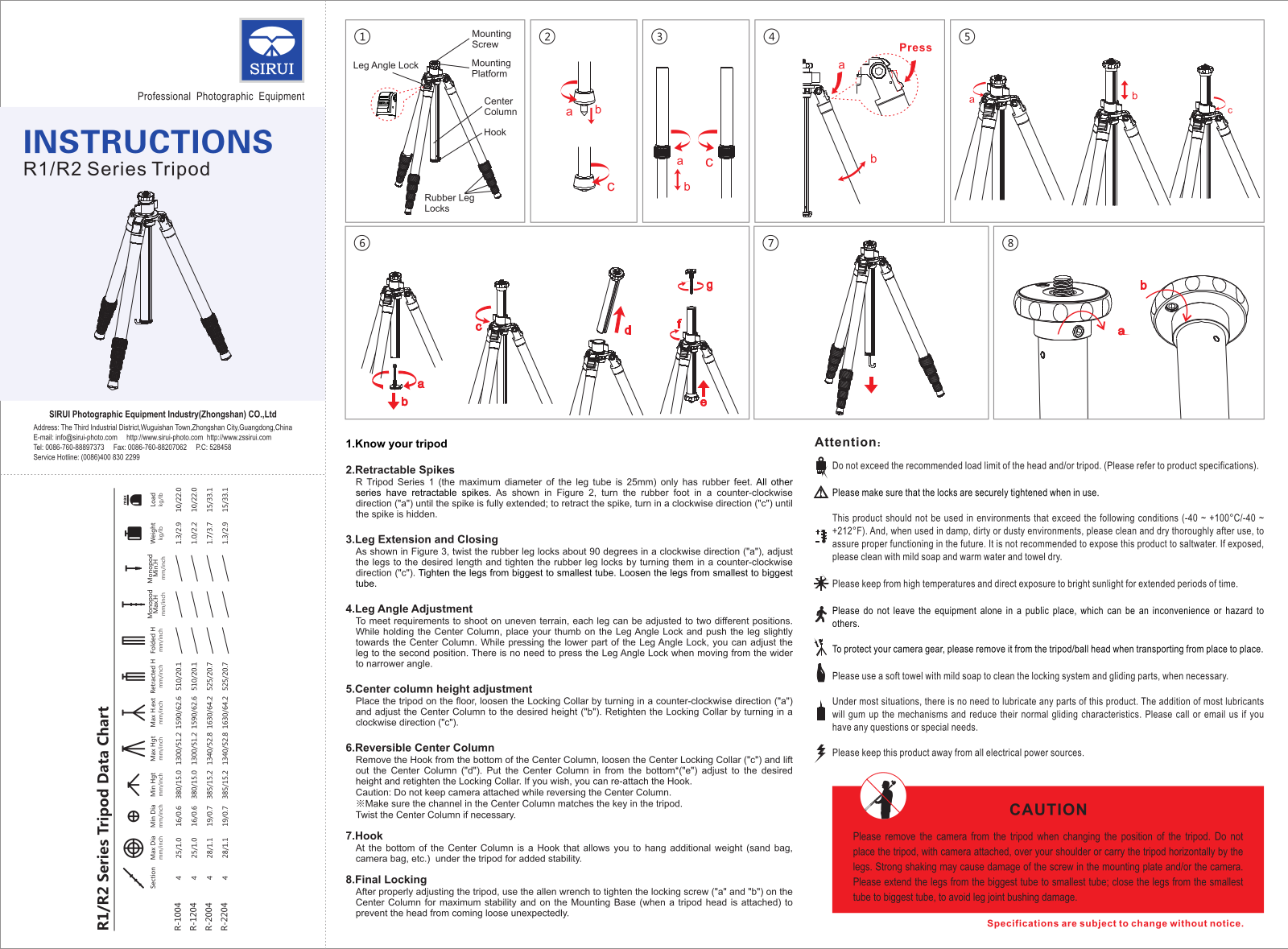 Sirui ET-1004+E-10, R-1004 User Manual - ManualMachine.com