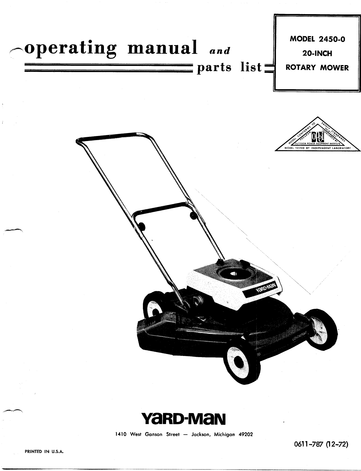 Yard-Man 2450-0 User Manual