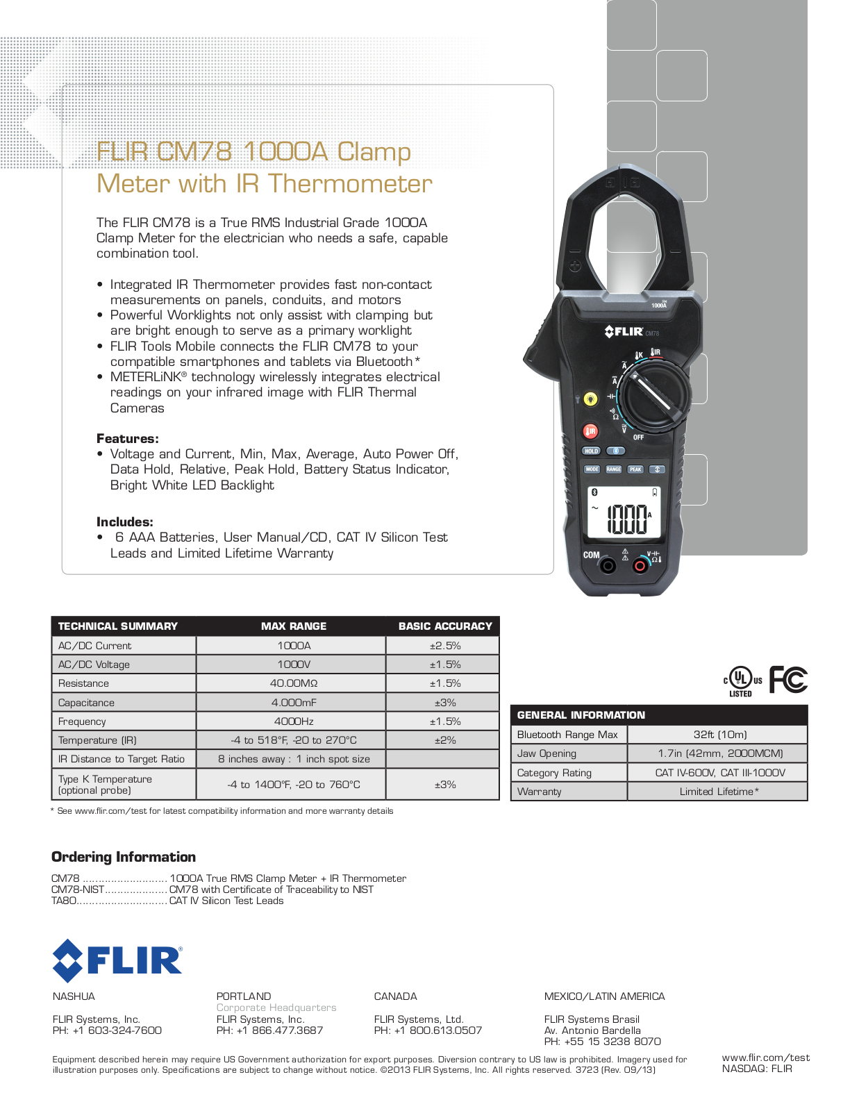 FLIR CM78 Specifications