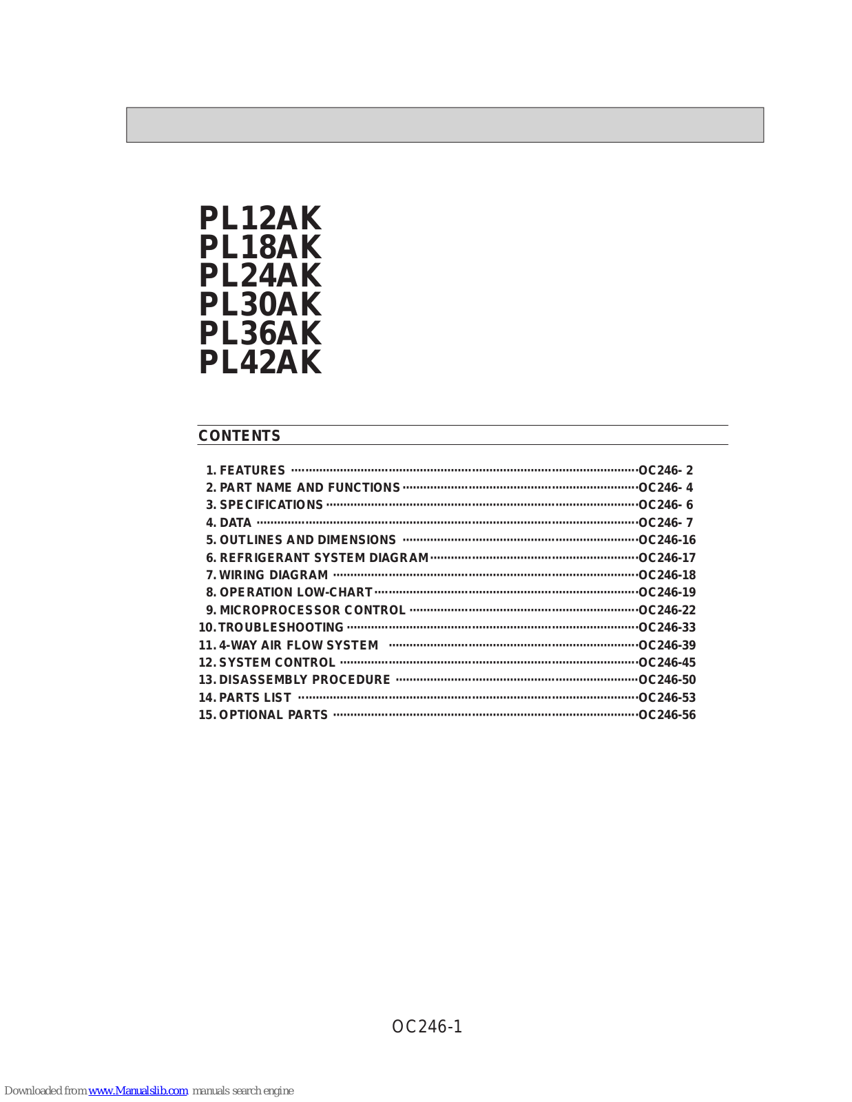 Mitsubishi Electric PL12AK, PL18AK, PL24AK, PL30AK, PL36AK User Manual