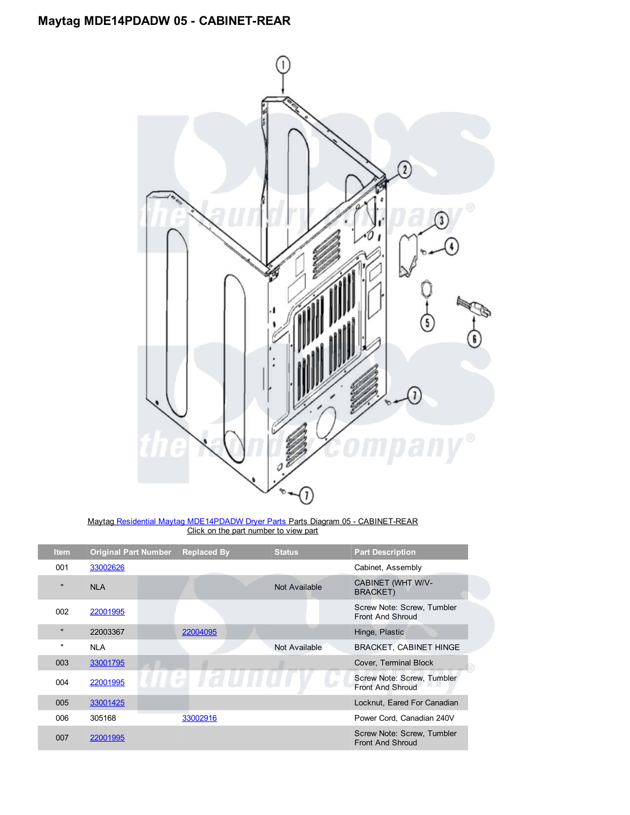 Maytag MDE14PDADW Parts Diagram