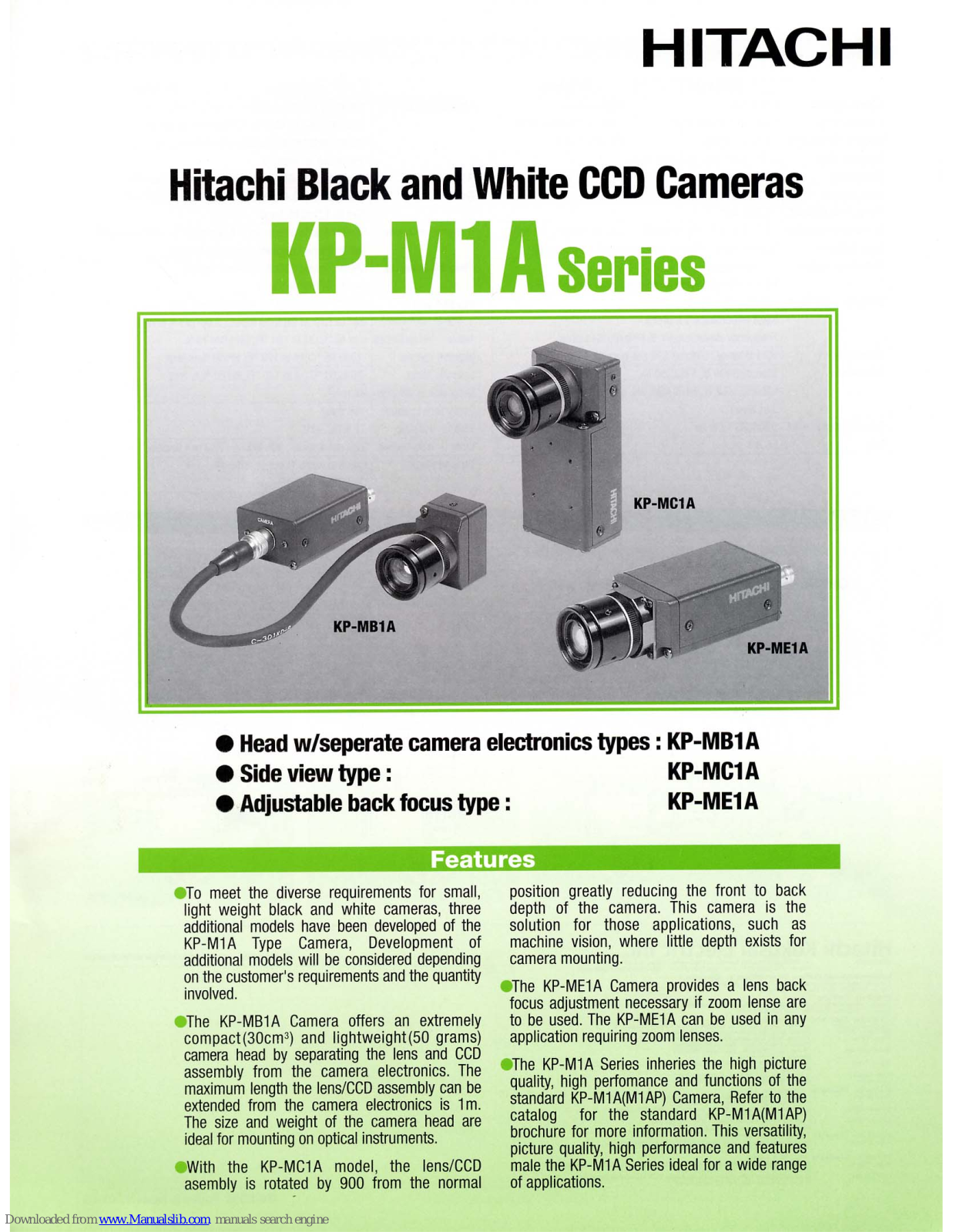 Hitachi KP-MB1A, KP-ME1A Specifications