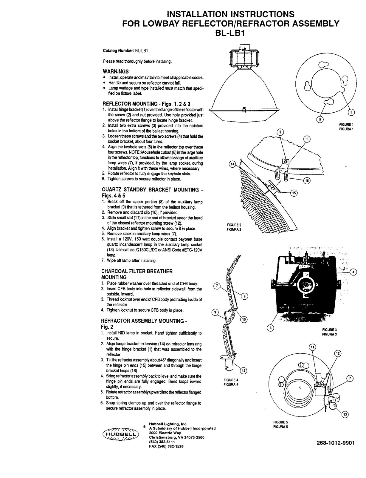 Hubbell lighting BL-LB1 REFLECTOR, REFRACTOR User Manual