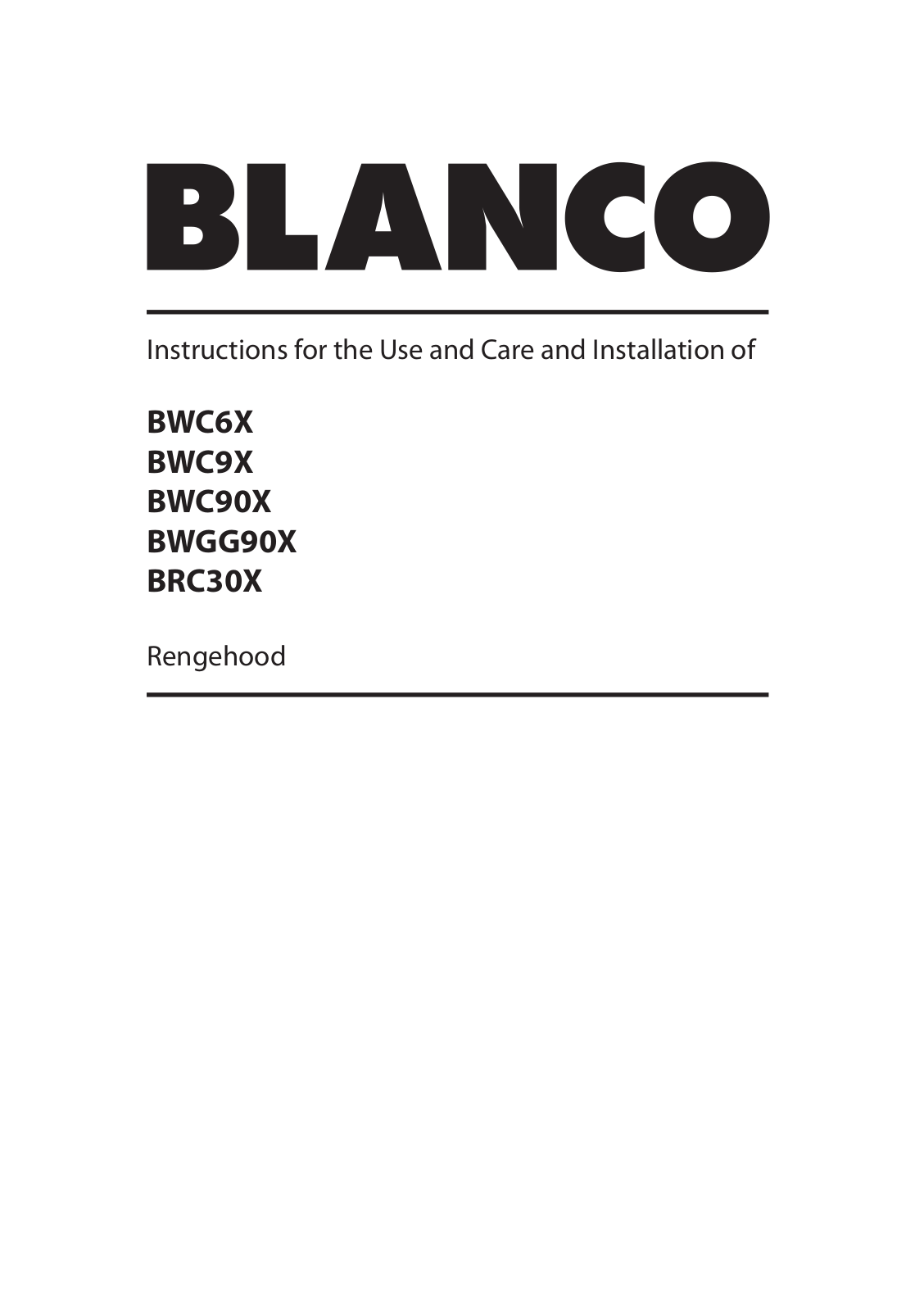 Blanco BWGG90X User Manual