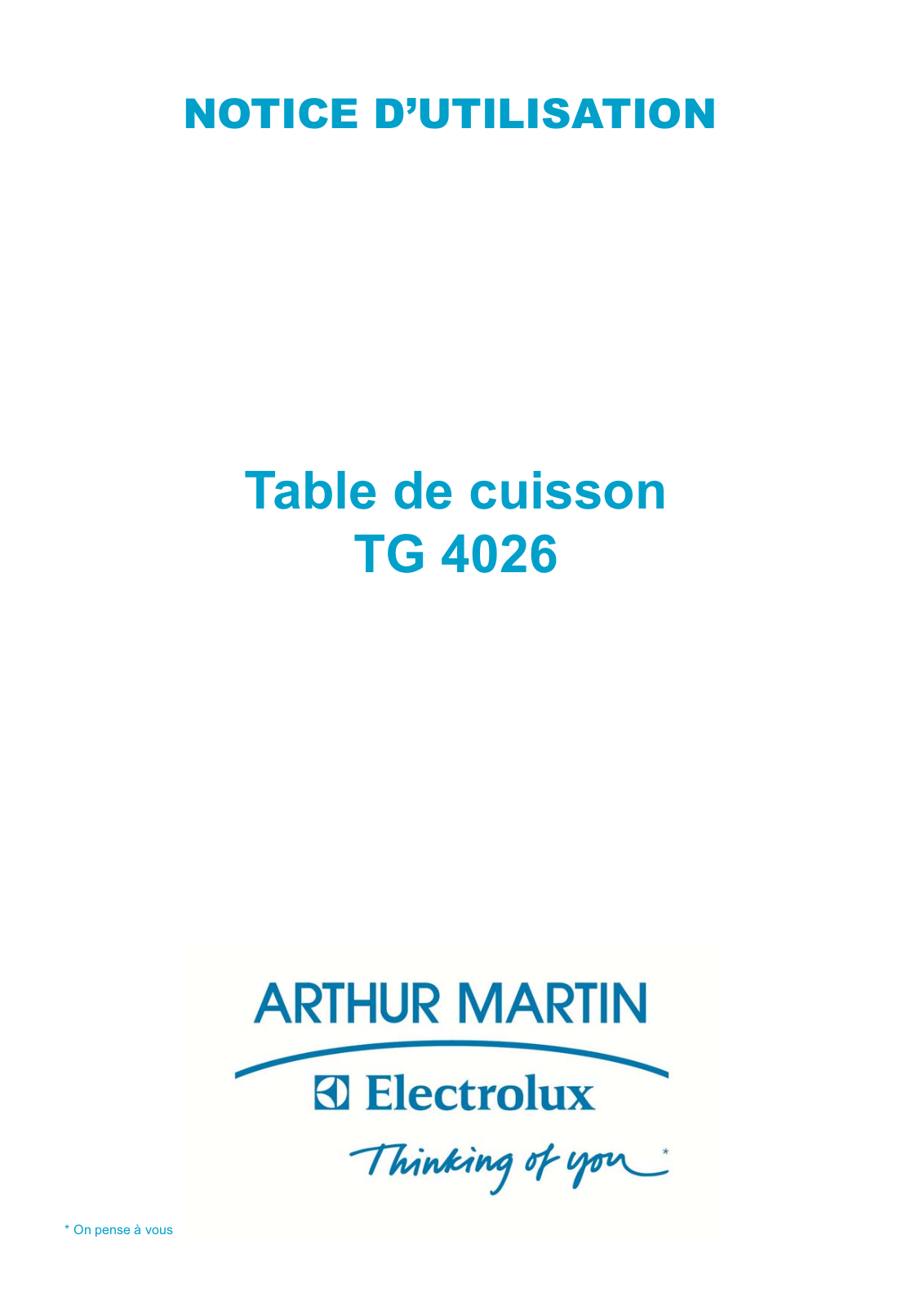 ARTHUR MARTIN TG4026 User Manual