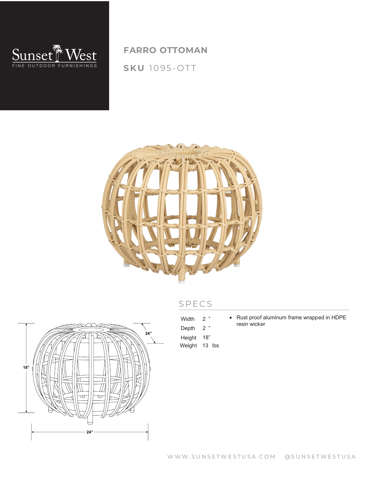 Sunset West XSW10187 Specifications - ManualMachine.com