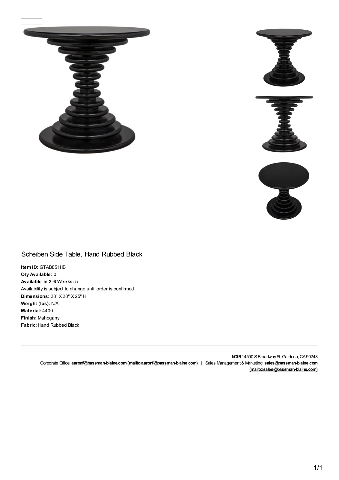 Noir MBYR1375 Specifications - ManualMachine.com