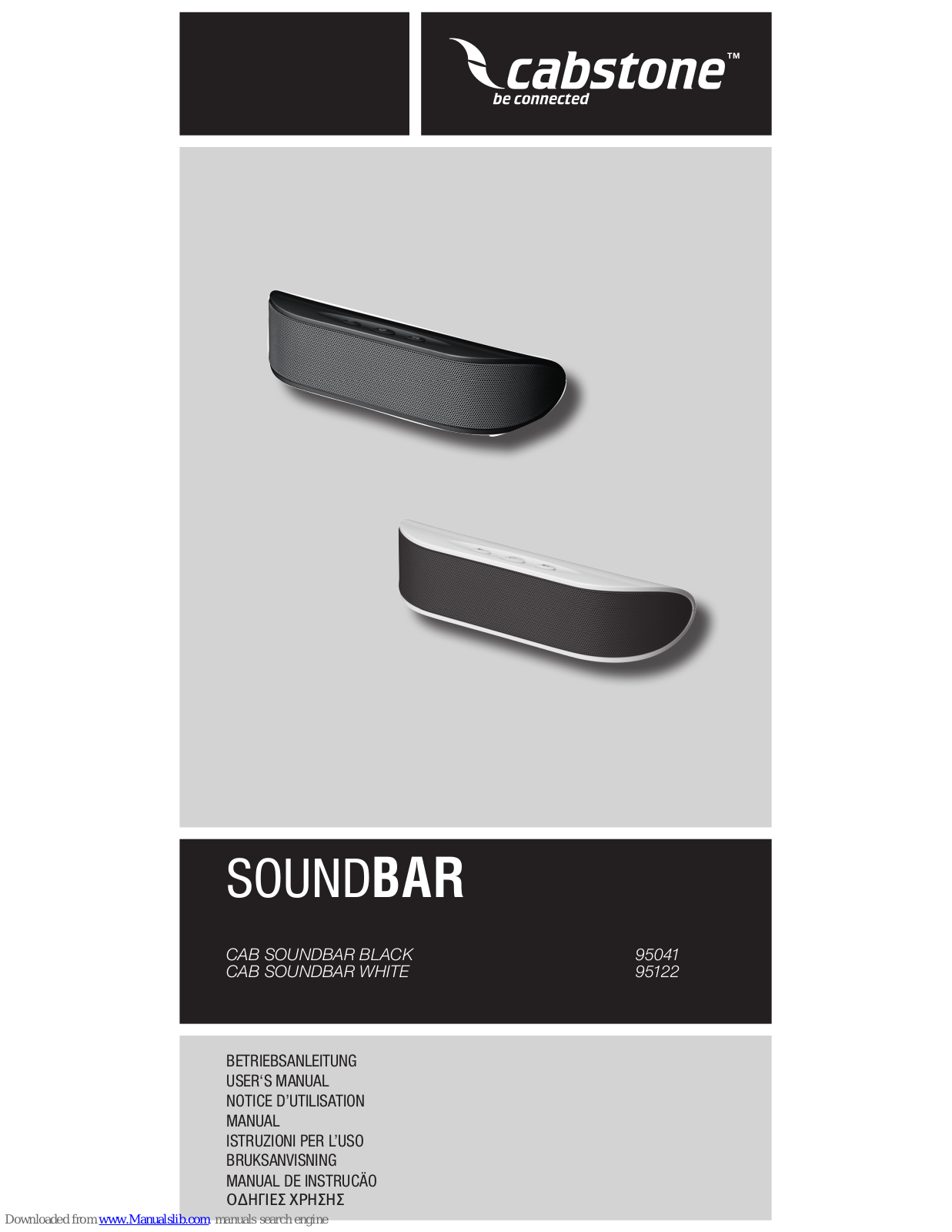 cabstone CAB SOUNDBAR BLACK 95041, CAB SOUNDBAR WHITE 95122, 95041, 95122 User Manual