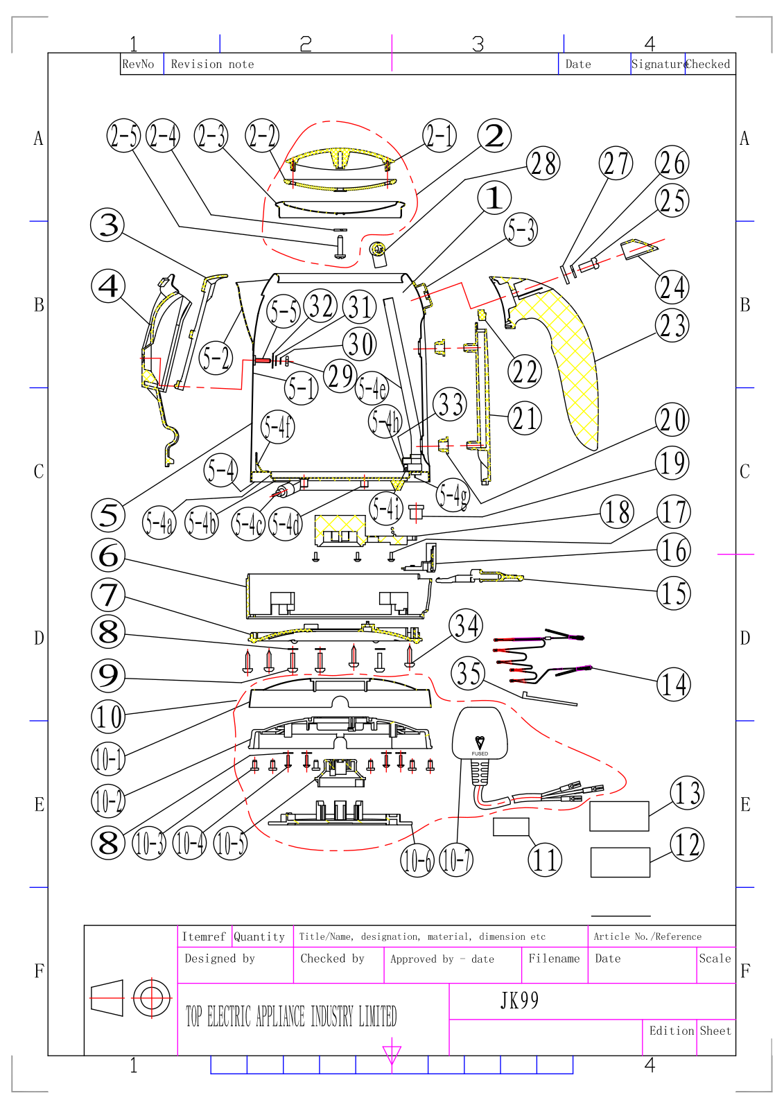 Vitek JK99 exploded view