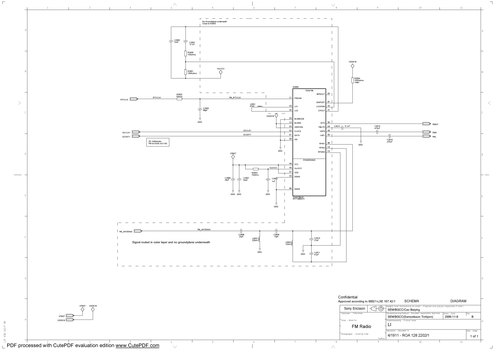 Sony Ericsson K550 Schematics fm radio