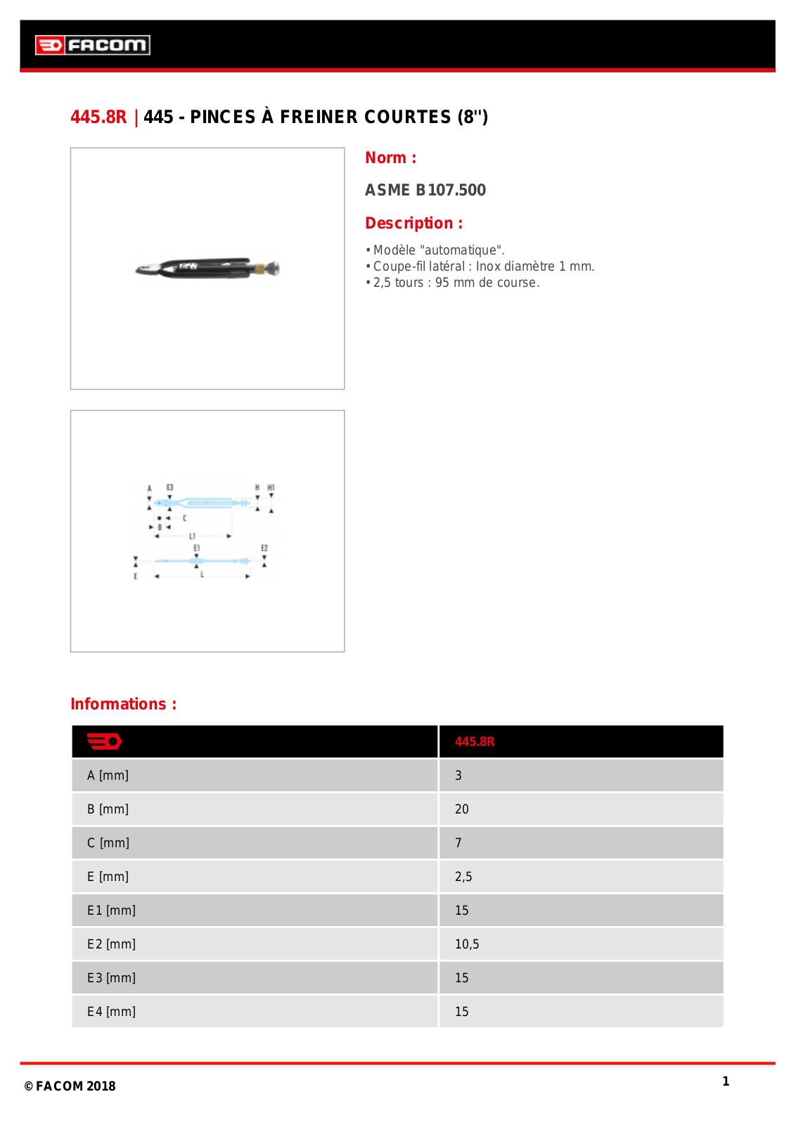 Facom 445.8R Specification - ManualMachine.com