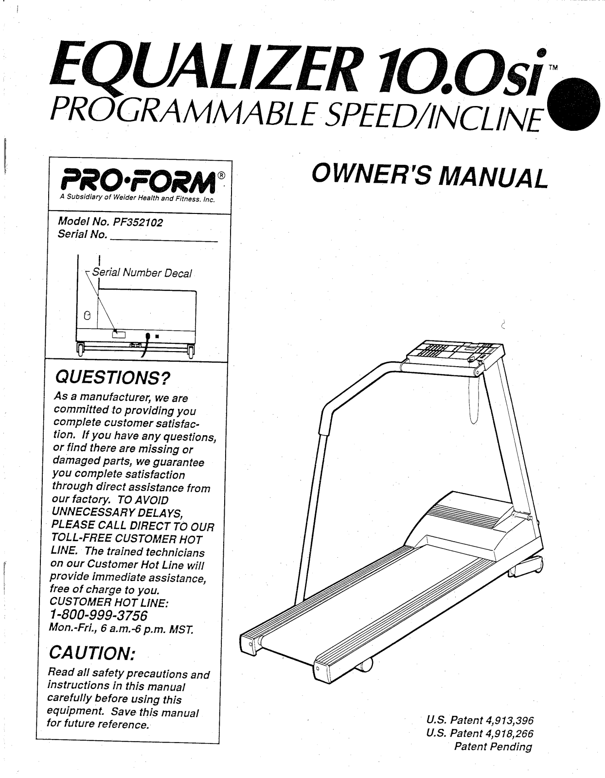 ProForm PF352102 User Manual