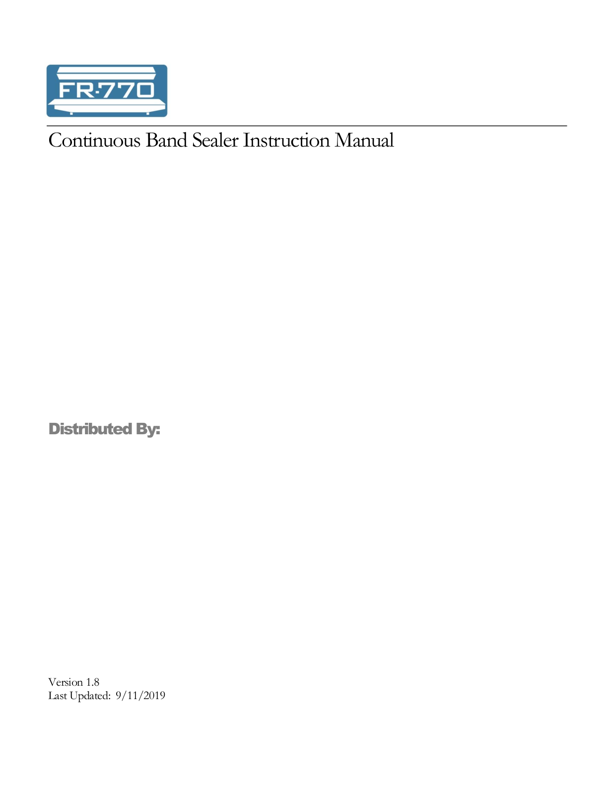 Sealer Sales FR-770II, FR-770 User Manual