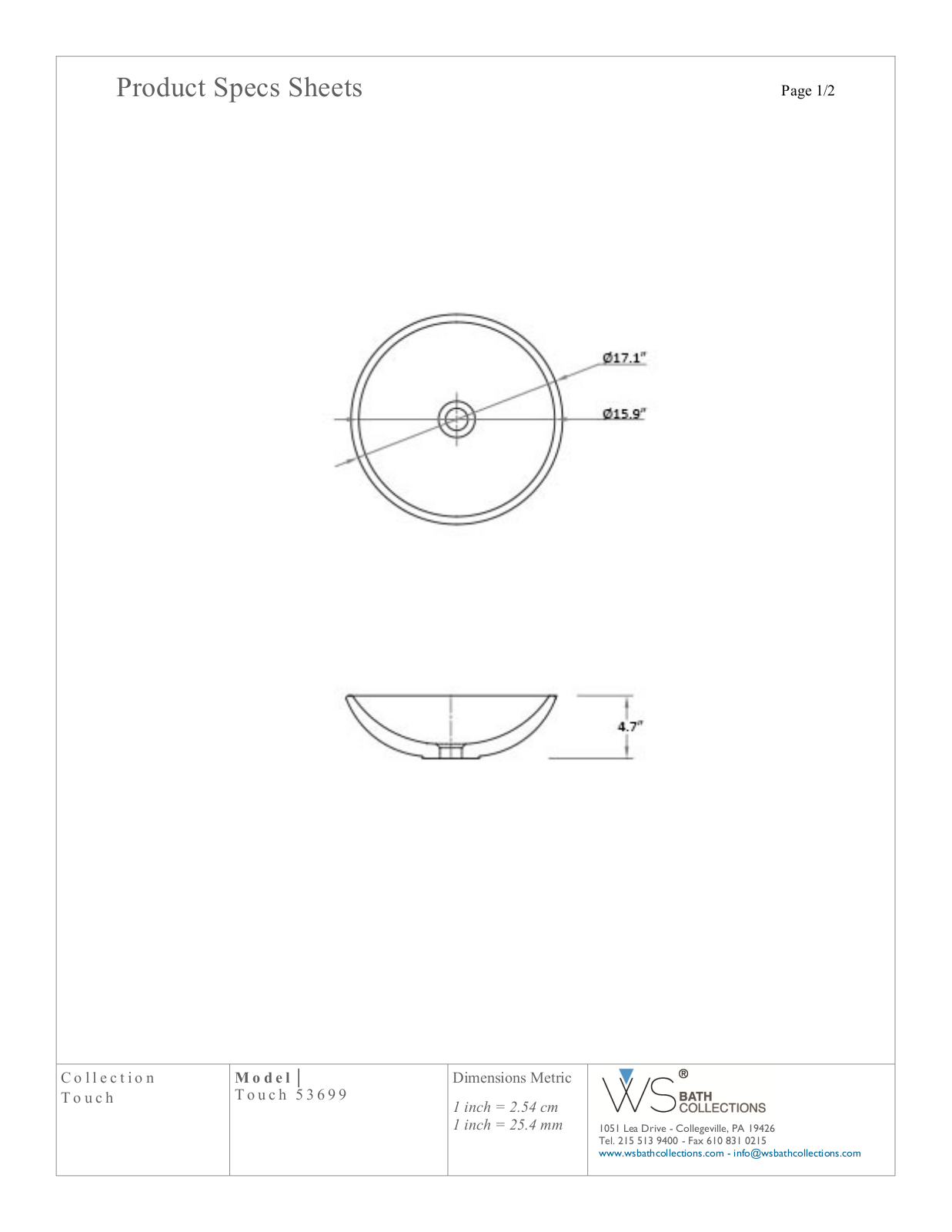 WS Bath Collections WSO3340 Specifications - ManualMachine.com
