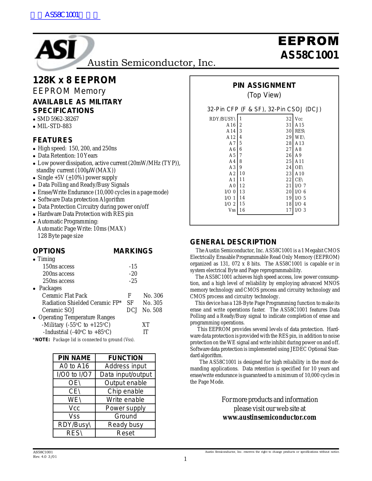 ASI AS58C1001 Service Manual