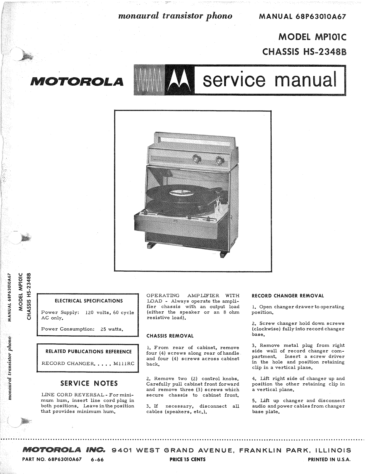 Moth Audio MP-101-C Service manual