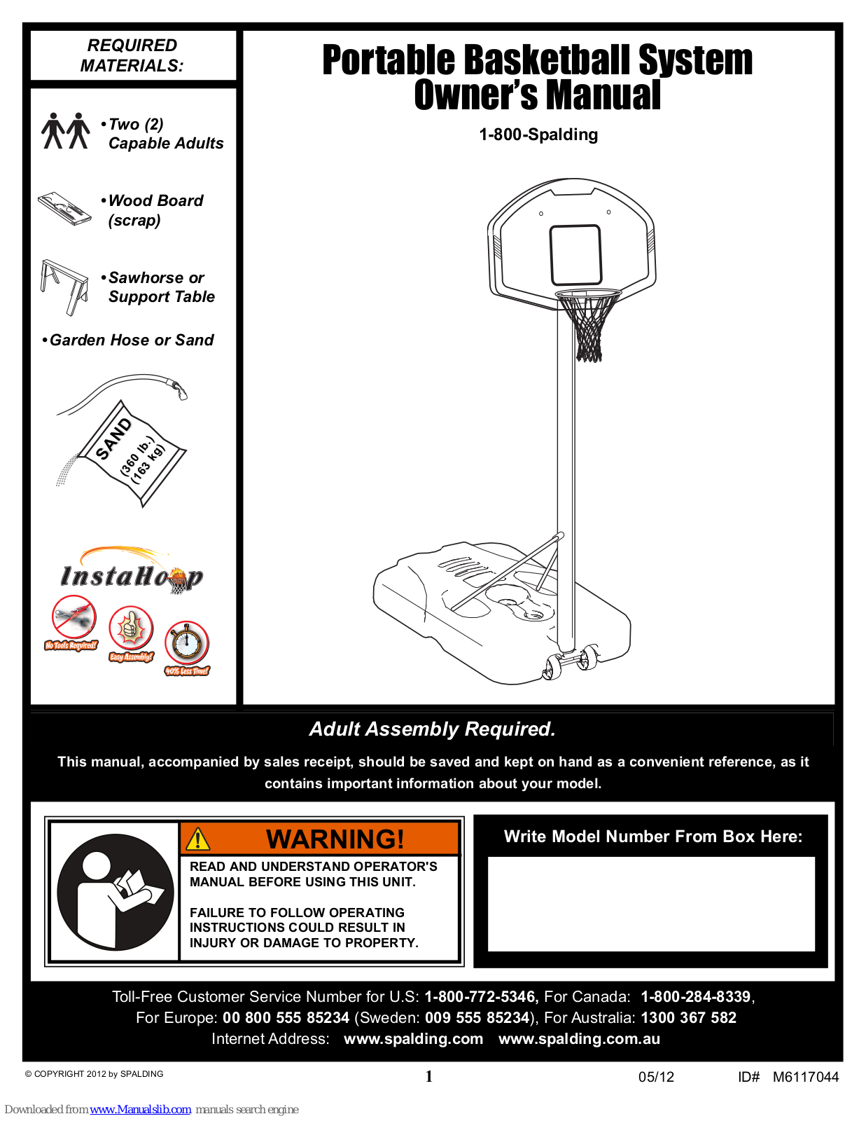 SPALDING 3001653011444 Owner's Manual