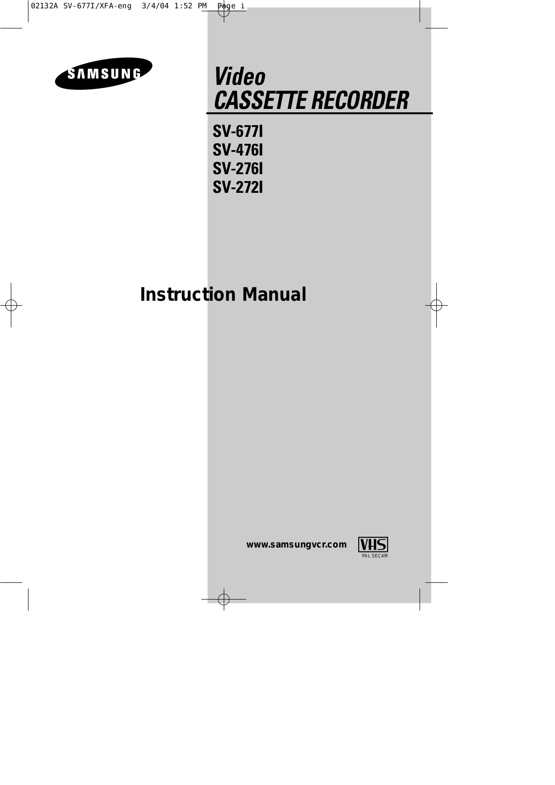 Samsung SV-677I, SV-476I, SV-276I, SV-272I User Manual