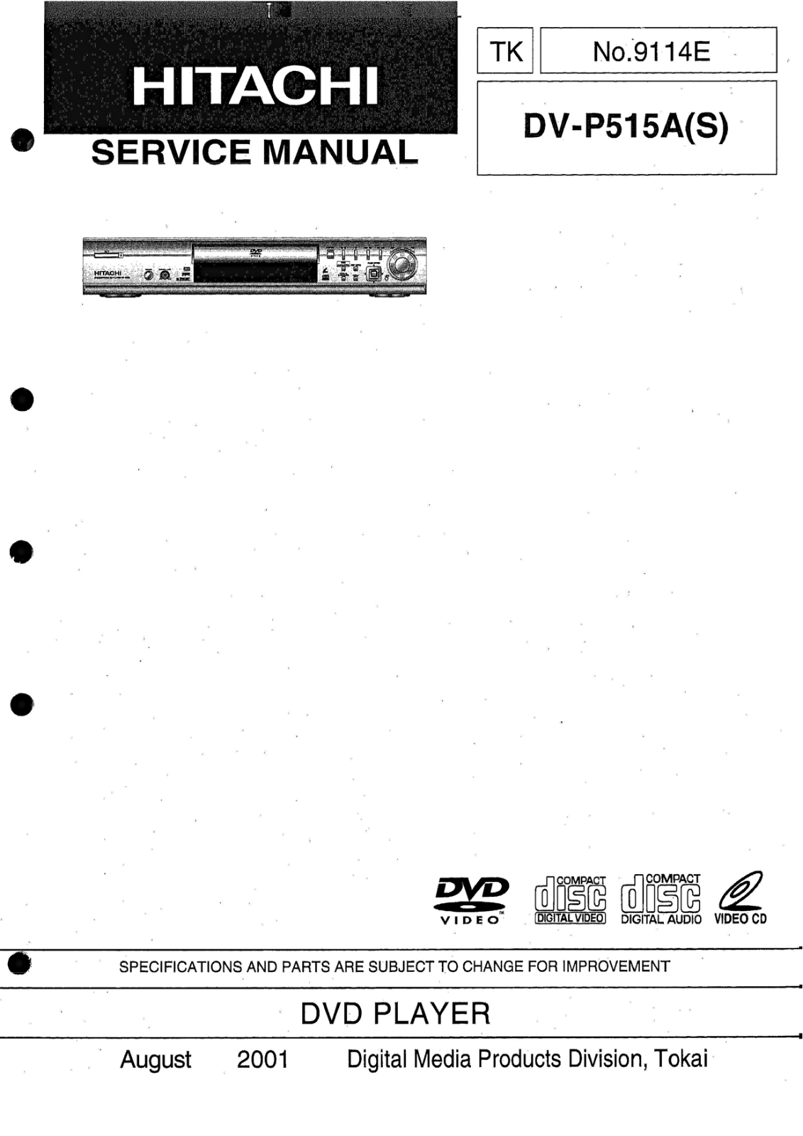 Hitachi DVP-515-AS Service Manual