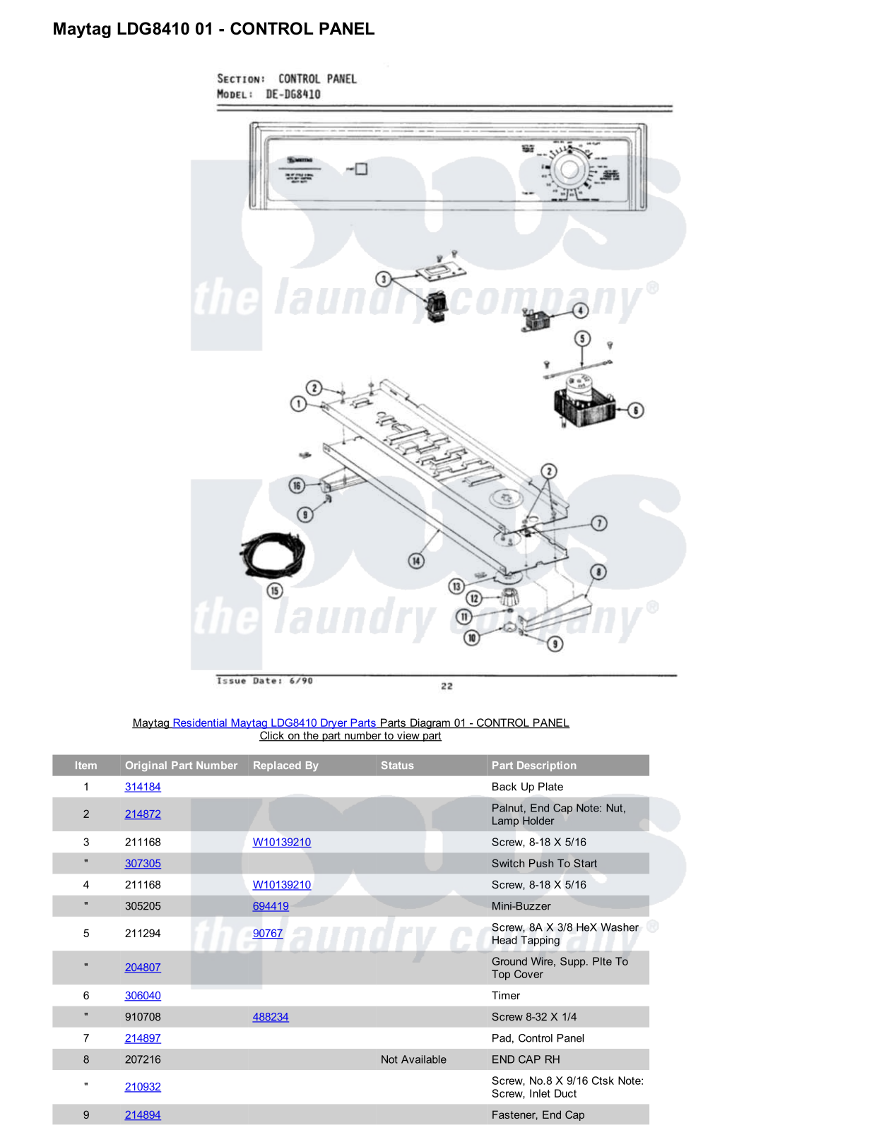 Maytag LDG8410 Parts Diagram