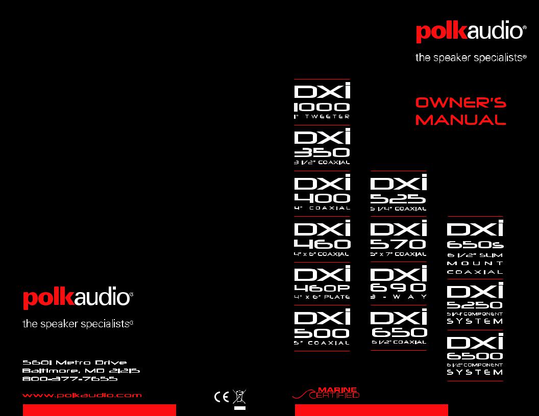 Polk Audio DXI525, DXi350, DXI5250, DXI400, DXI460P User Manual
