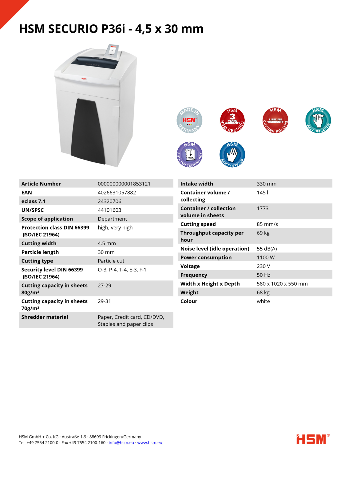 HSM P36i 4.5x30mm User Manual