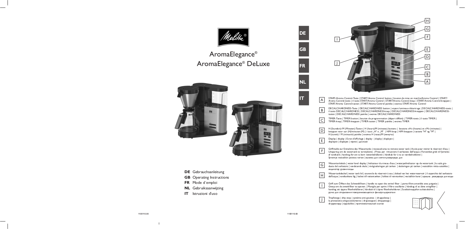 Melitta AromaElegance, AromaElegance DeLuxe User guide