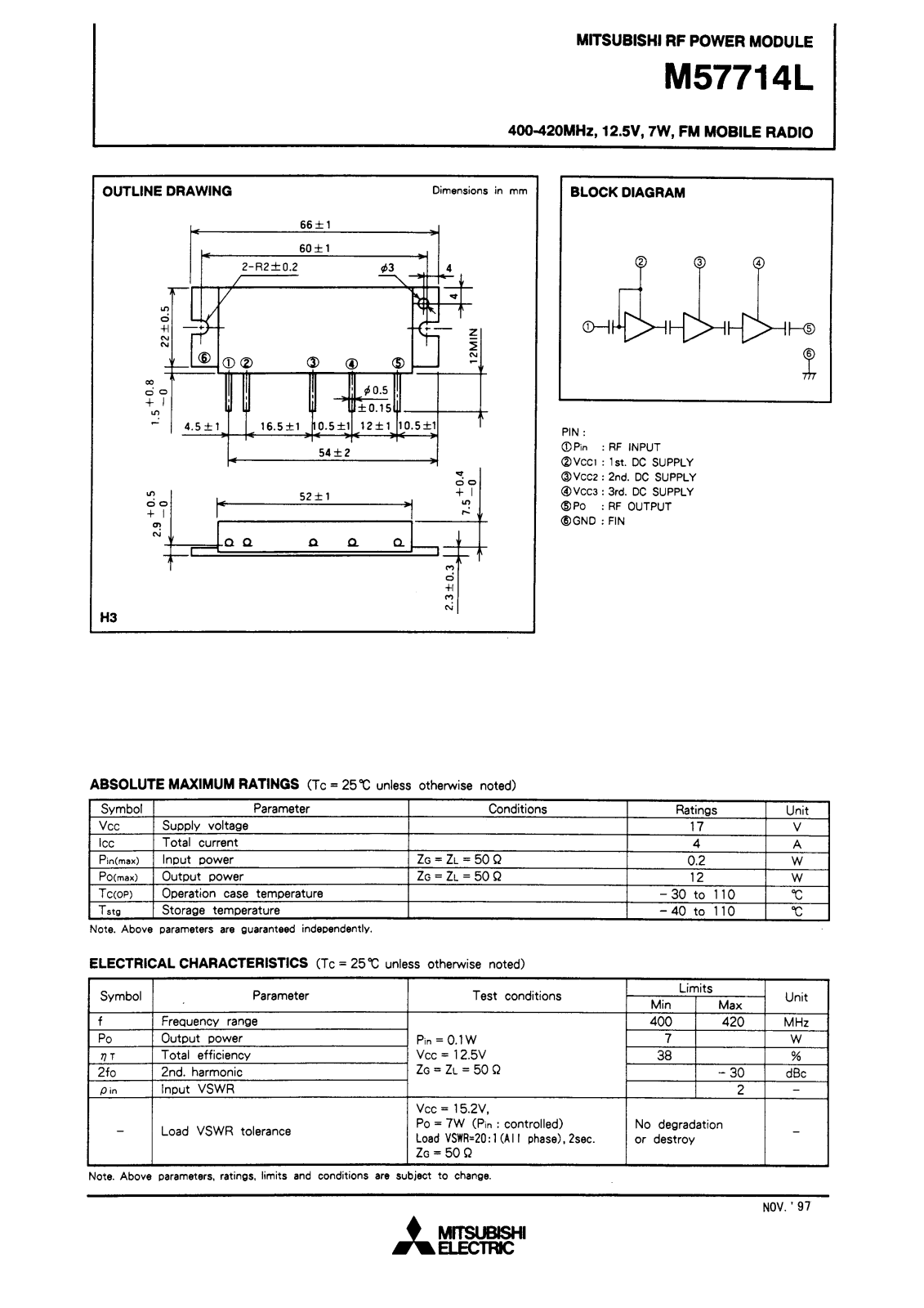 Mitsubishi M57714L Datasheet