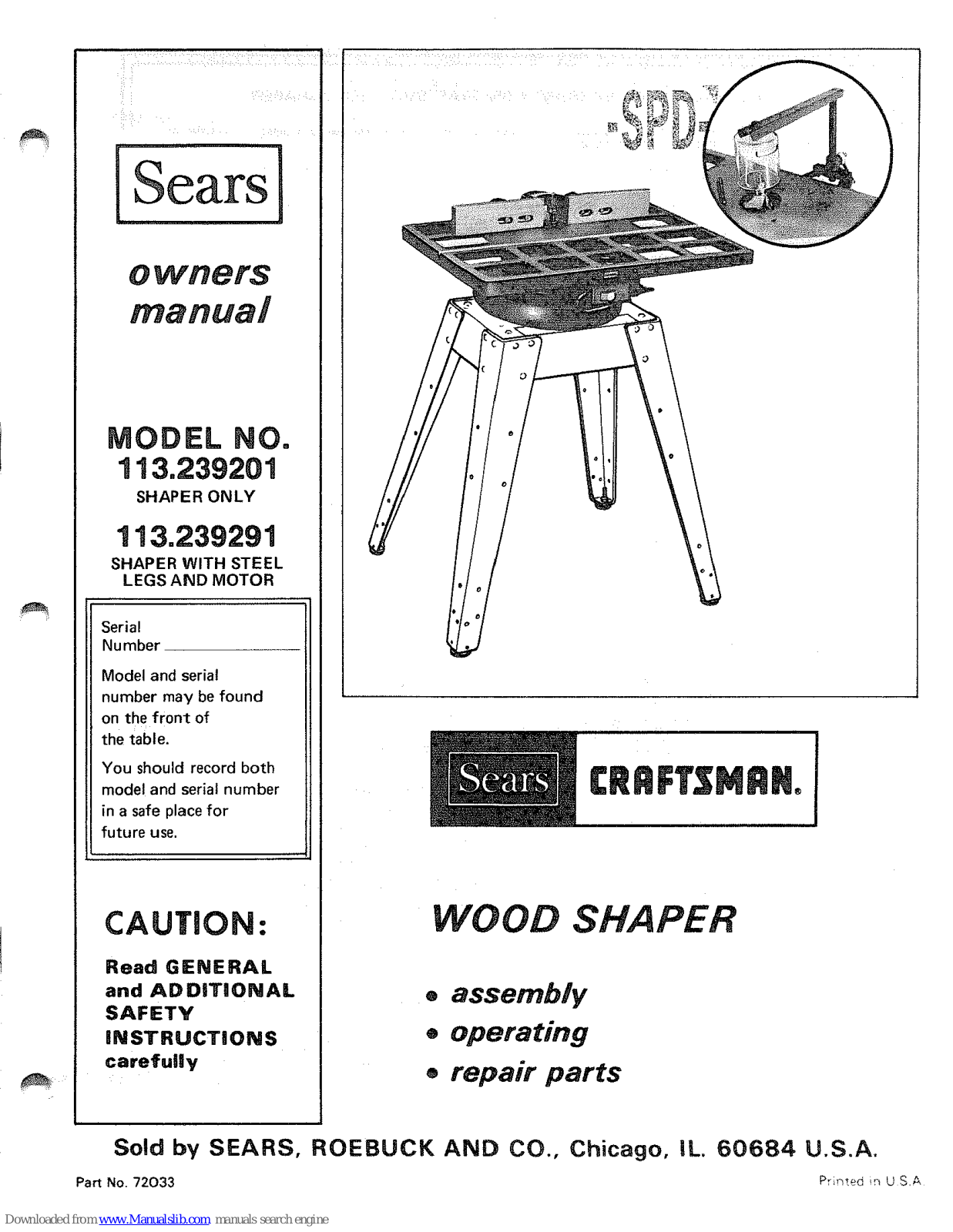 Sears 113.239201 Owner's Manual