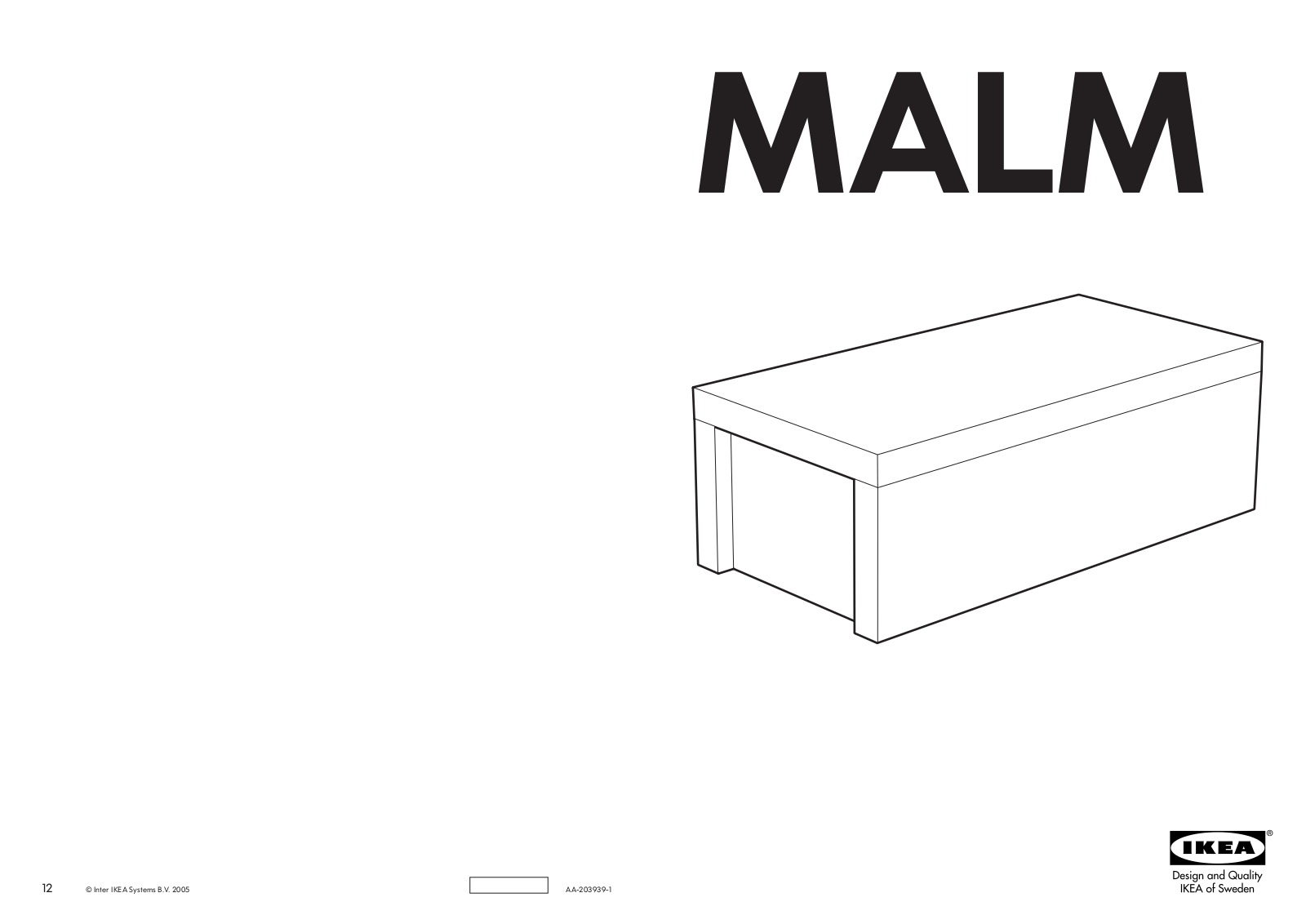 IKEA MALM STORAGE UNIT 33X12 Assembly Instruction