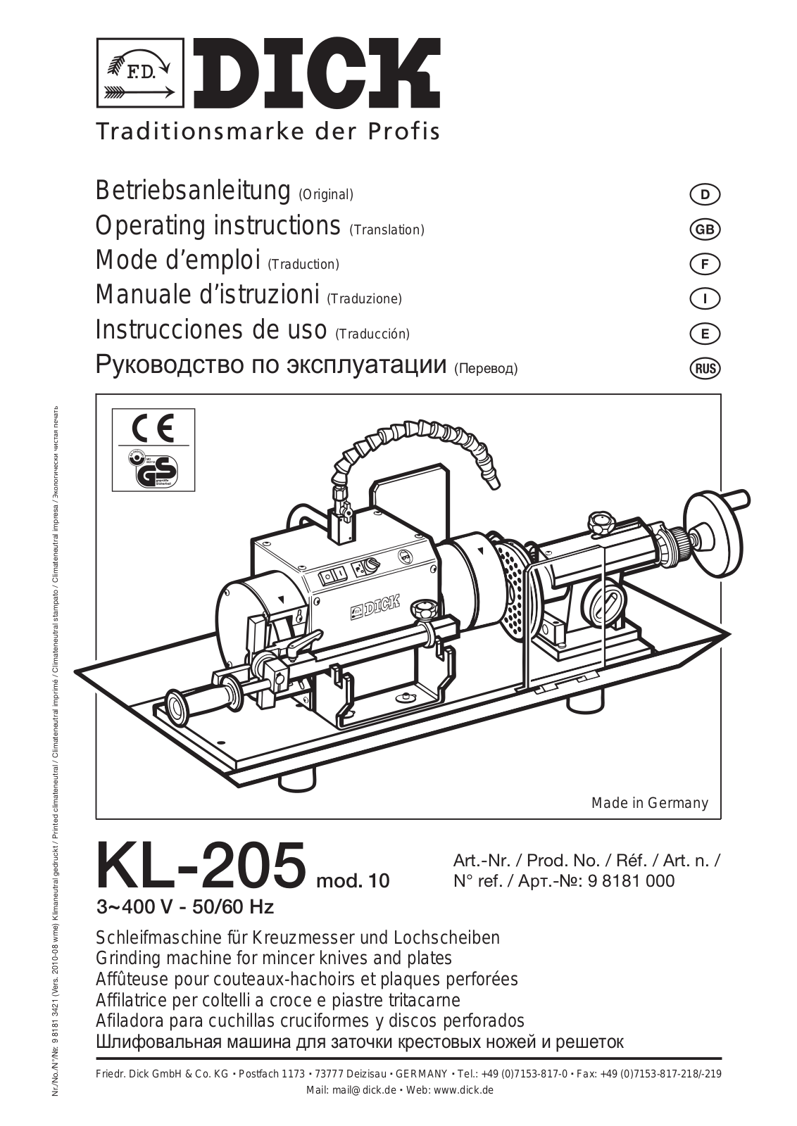 Dick KL-205 User Manual - ManualMachine.com