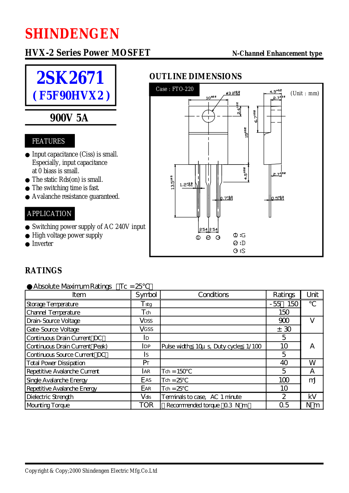 Datasheet 2SK2671 Datasheet (Shindengen) - ManualMachine.com