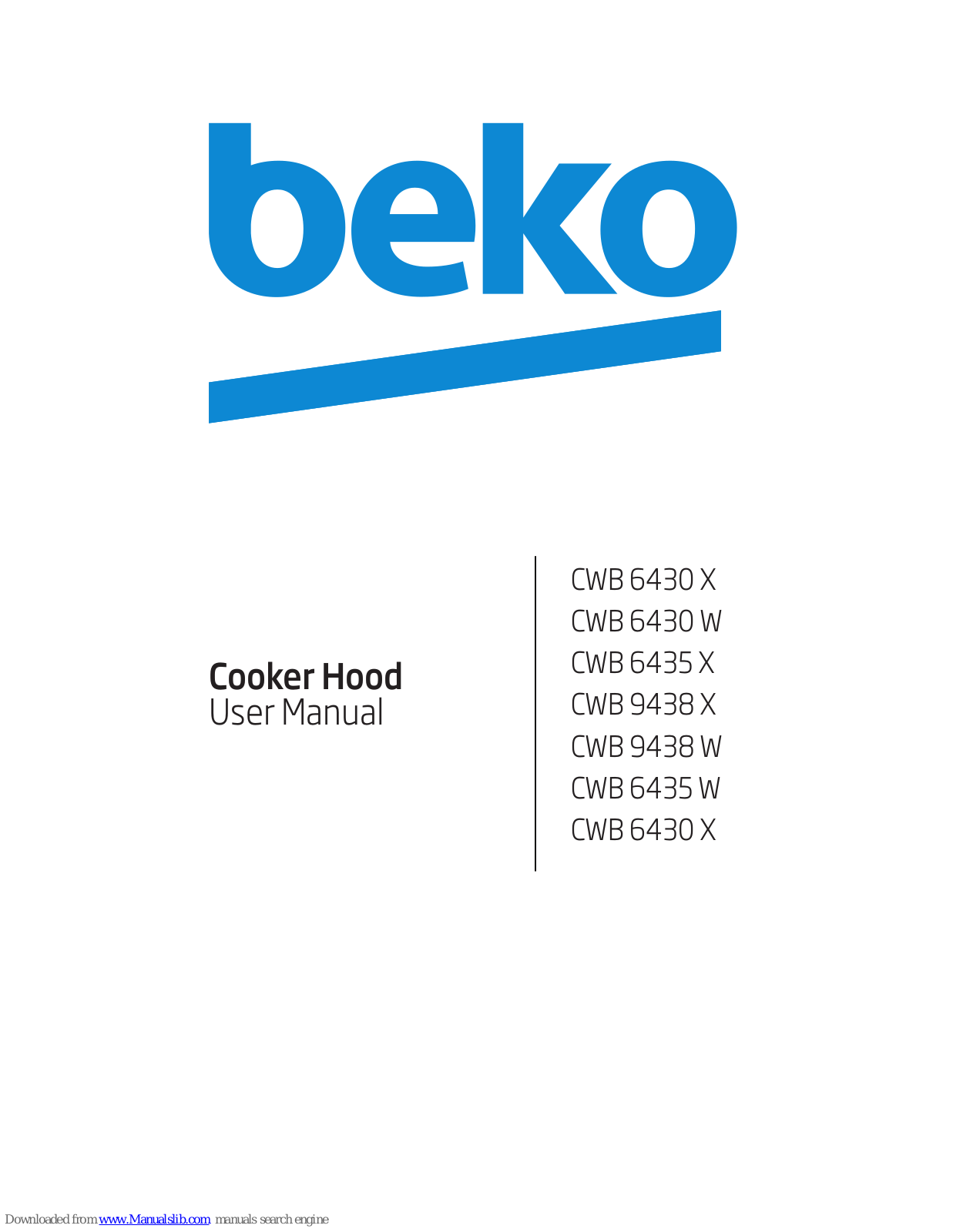 Beko CWB 6430 X, CWB 6435 X, CWB 6430 W, CWB 9438 W, CWB 6435 W User Manual