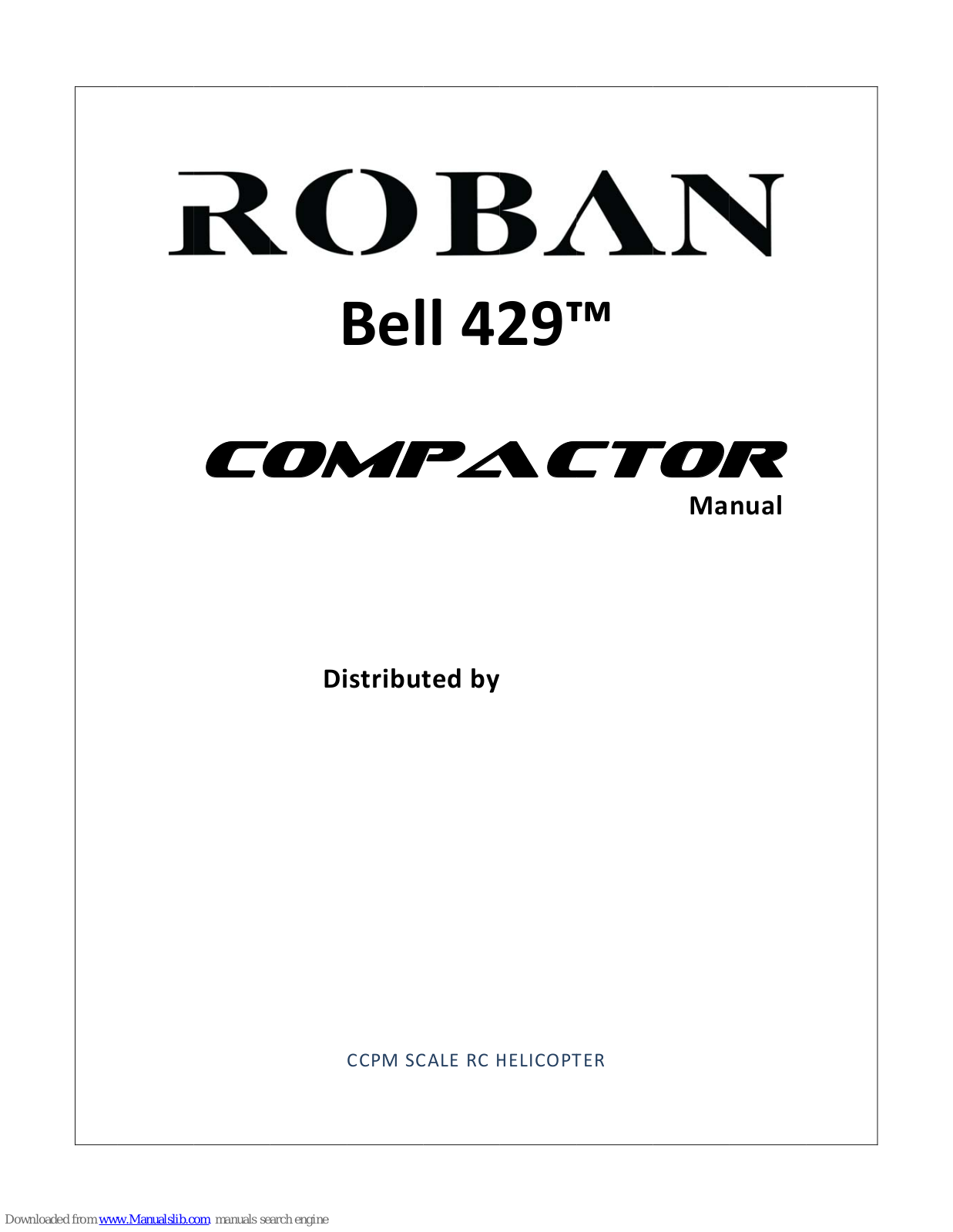 Roban Bell 429 Compactor, Bell 429 User Manual - ManualMachine.com