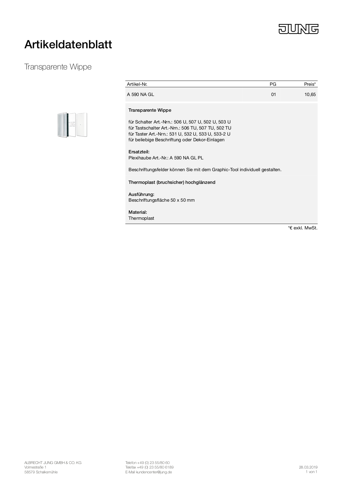 Jung A 590 NA GL User Manual