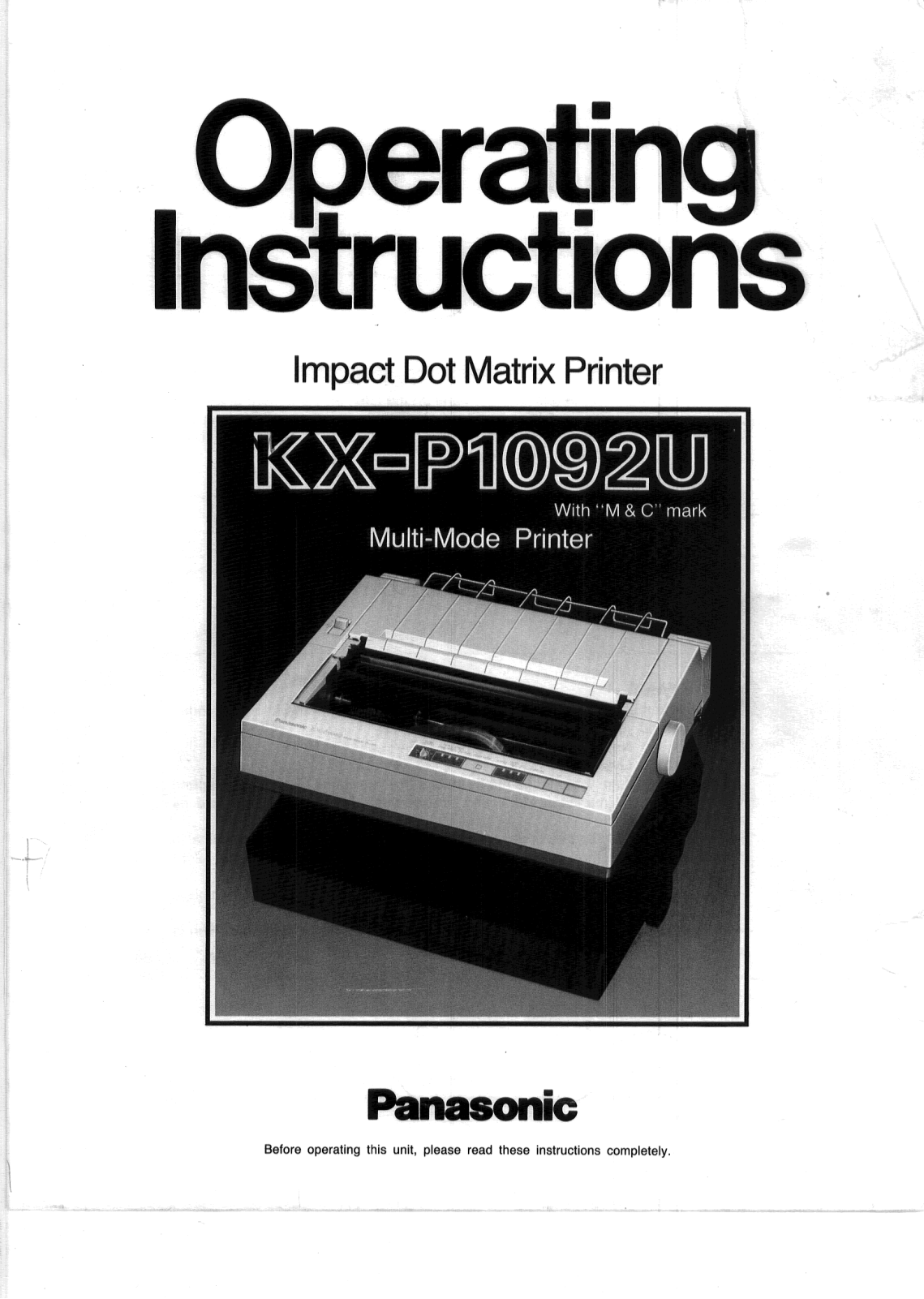 Panasonic KX-P1092 User Manual