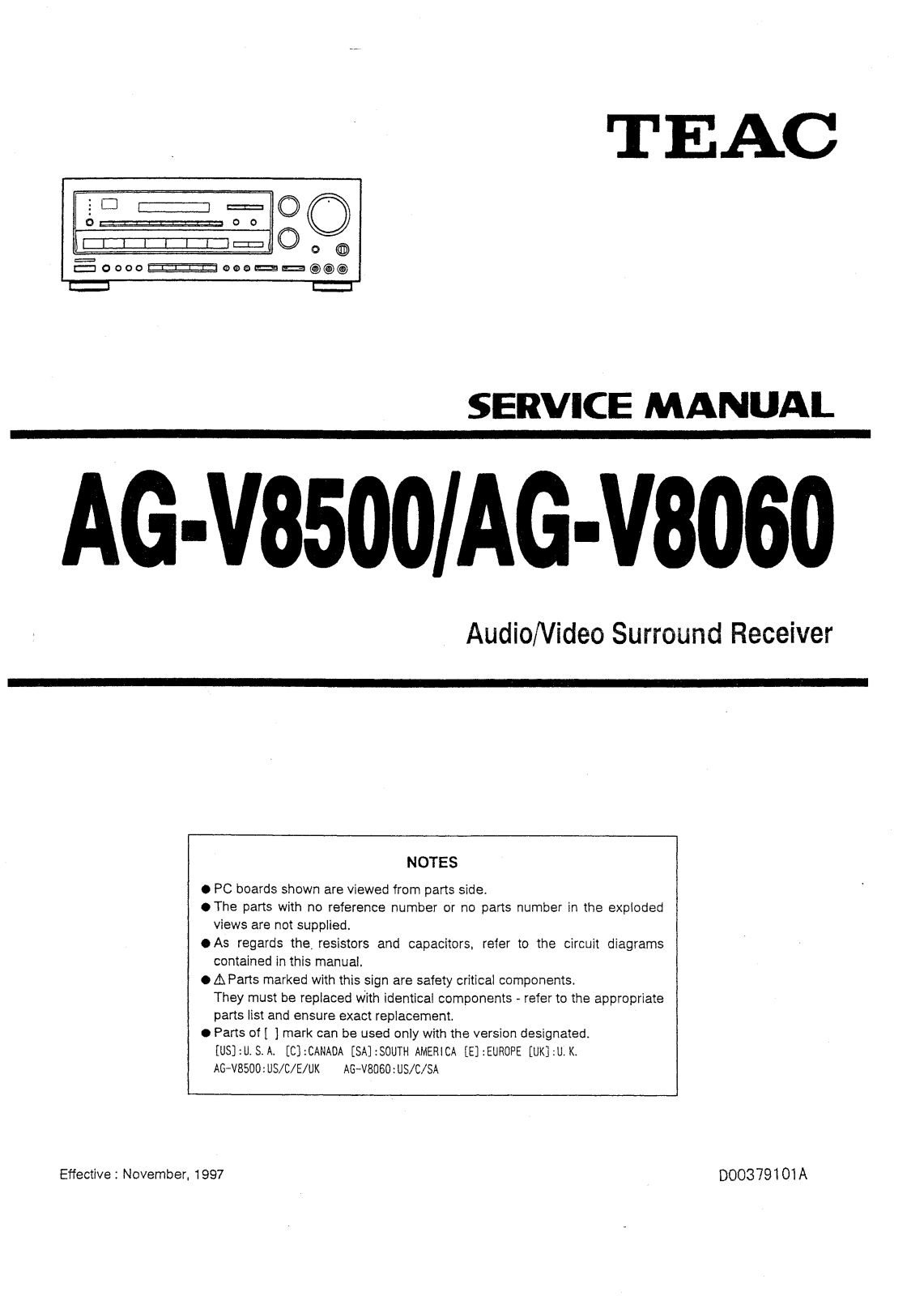 TEAC AGV-8060, AGV-8500 Service manual