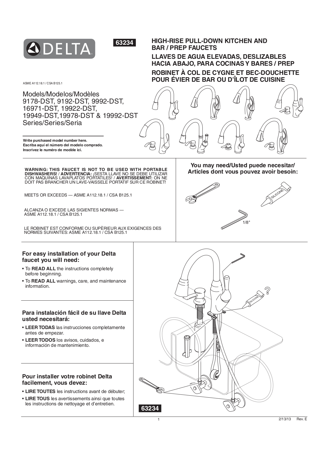 Delta 9178-DST, 9992-DST, 9192-DST, 19922-DST, 19978-DST Series Manual