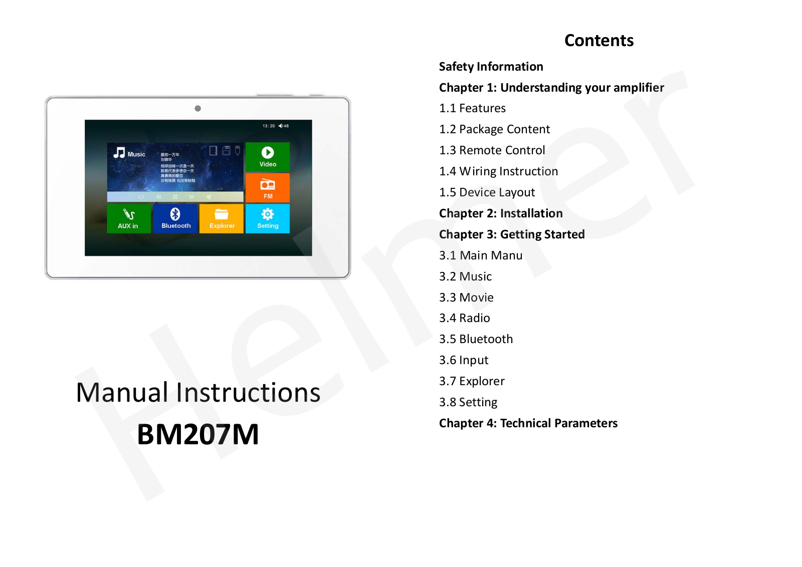 Helmer BM207M Getting Started - ManualMachine.com