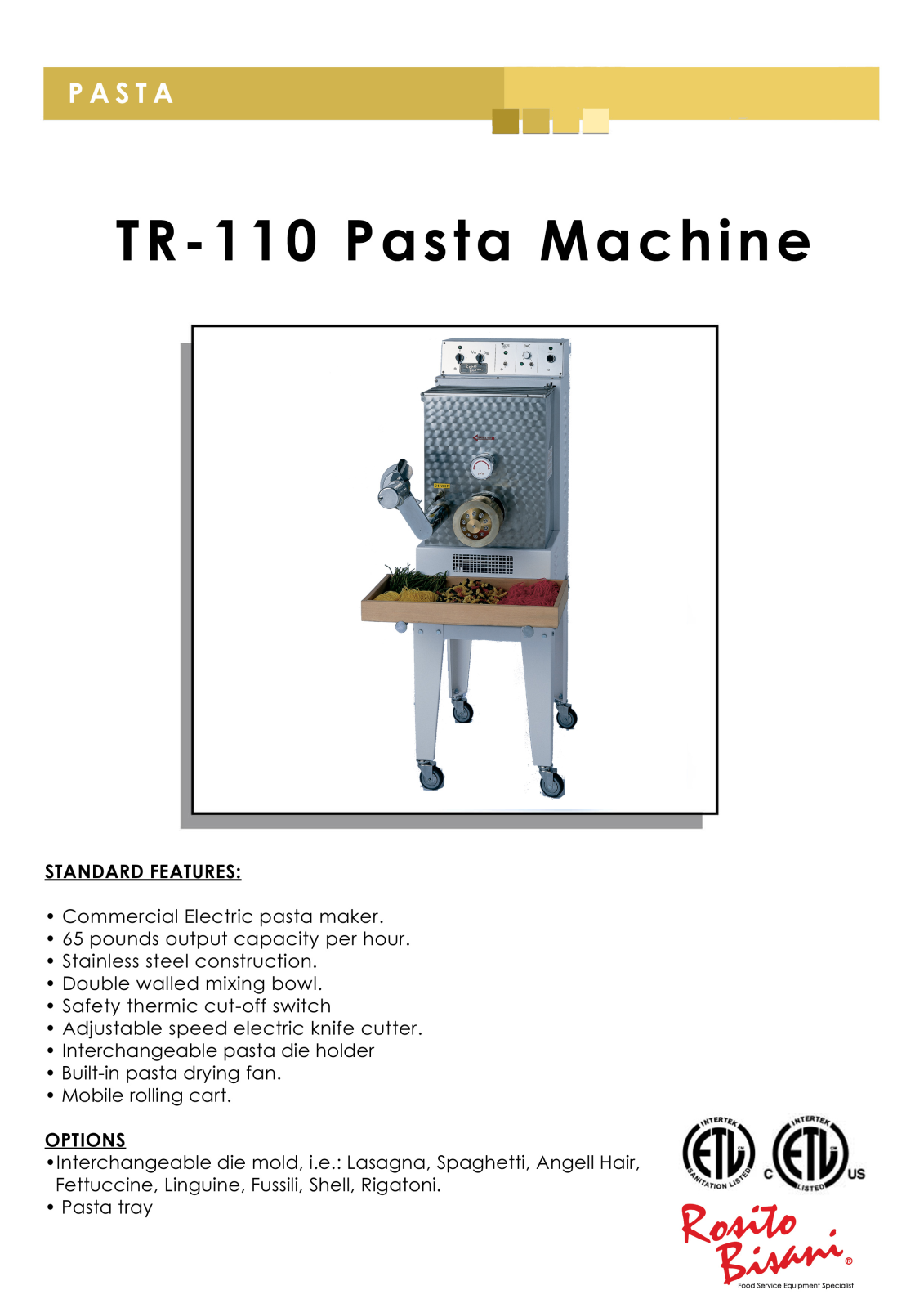 Rosito Basani TR-110 User Manual