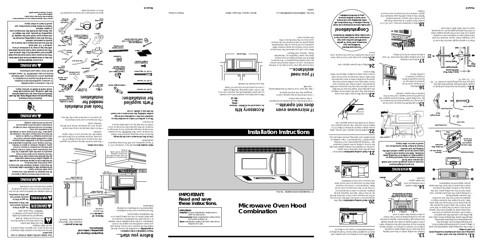 Whirlpool MH6141XKQ0, MH6141XKQ1, MH6141XKQ2, MH6141XKB0, MH6141XKB1 Installation Guide