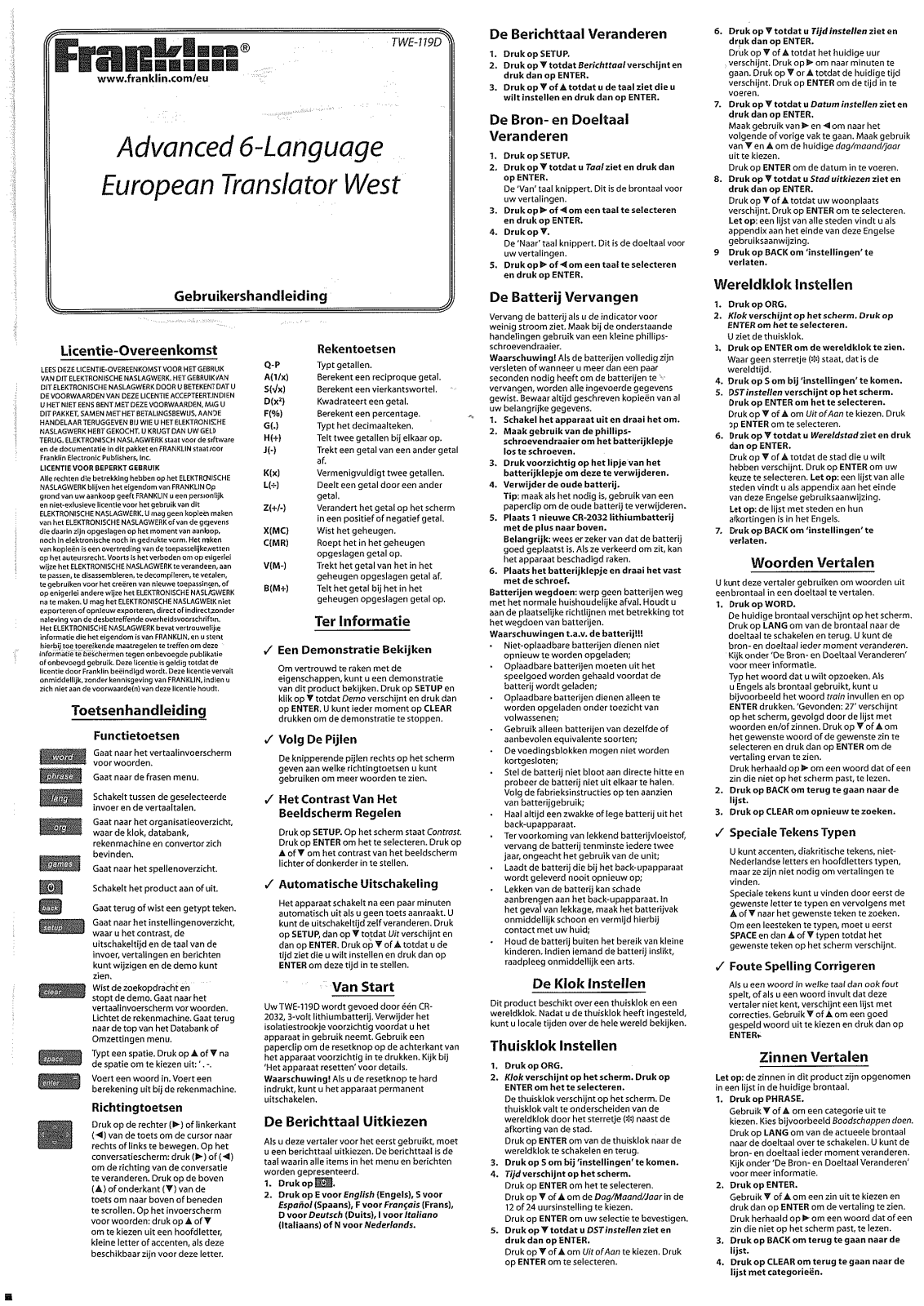 Franklin TWE-119D User guide