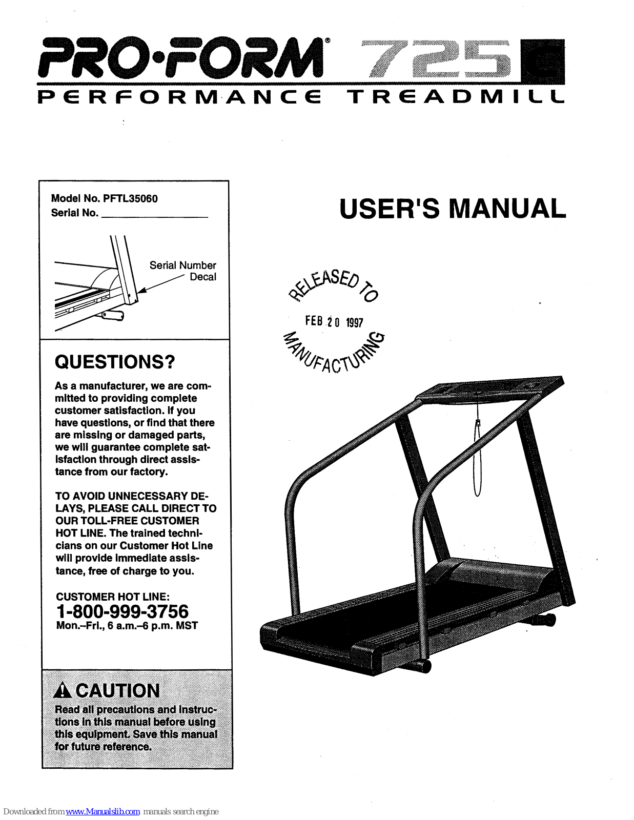 Pro-Form 725c, 725, PFTL35060 User Manual