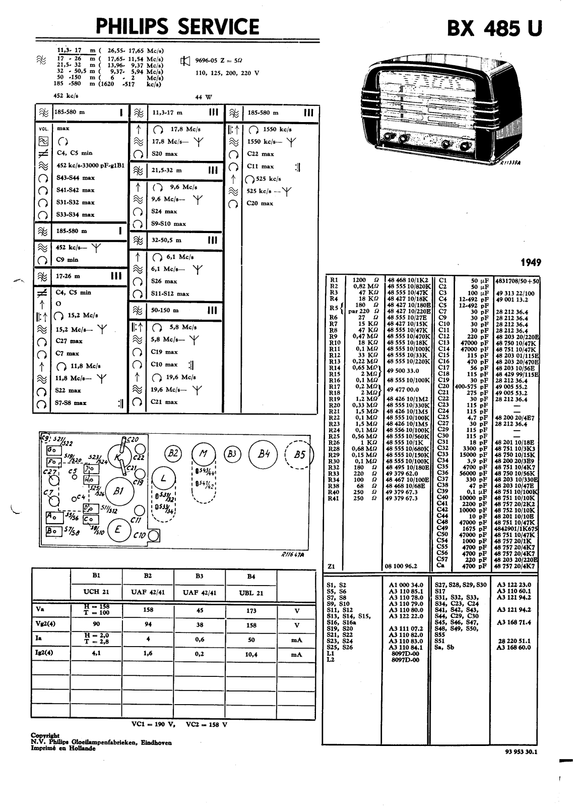 Philips BX485U Schematic