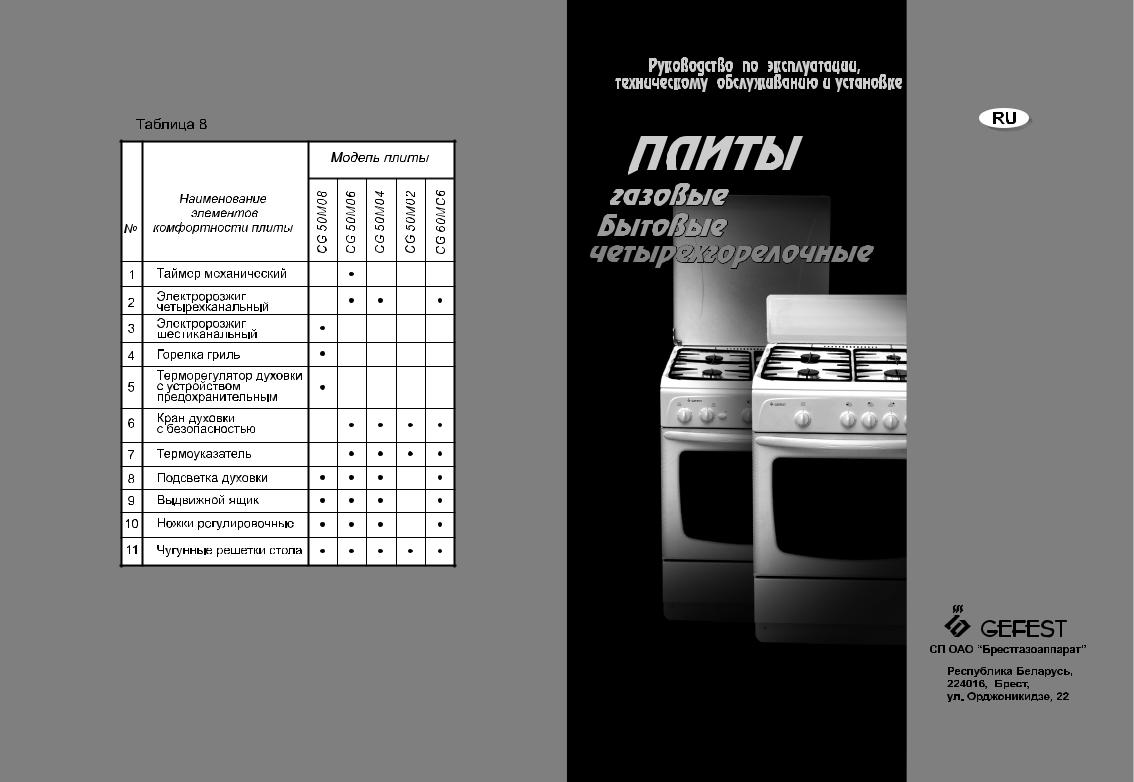 Gefest CG 60MC6 User manual