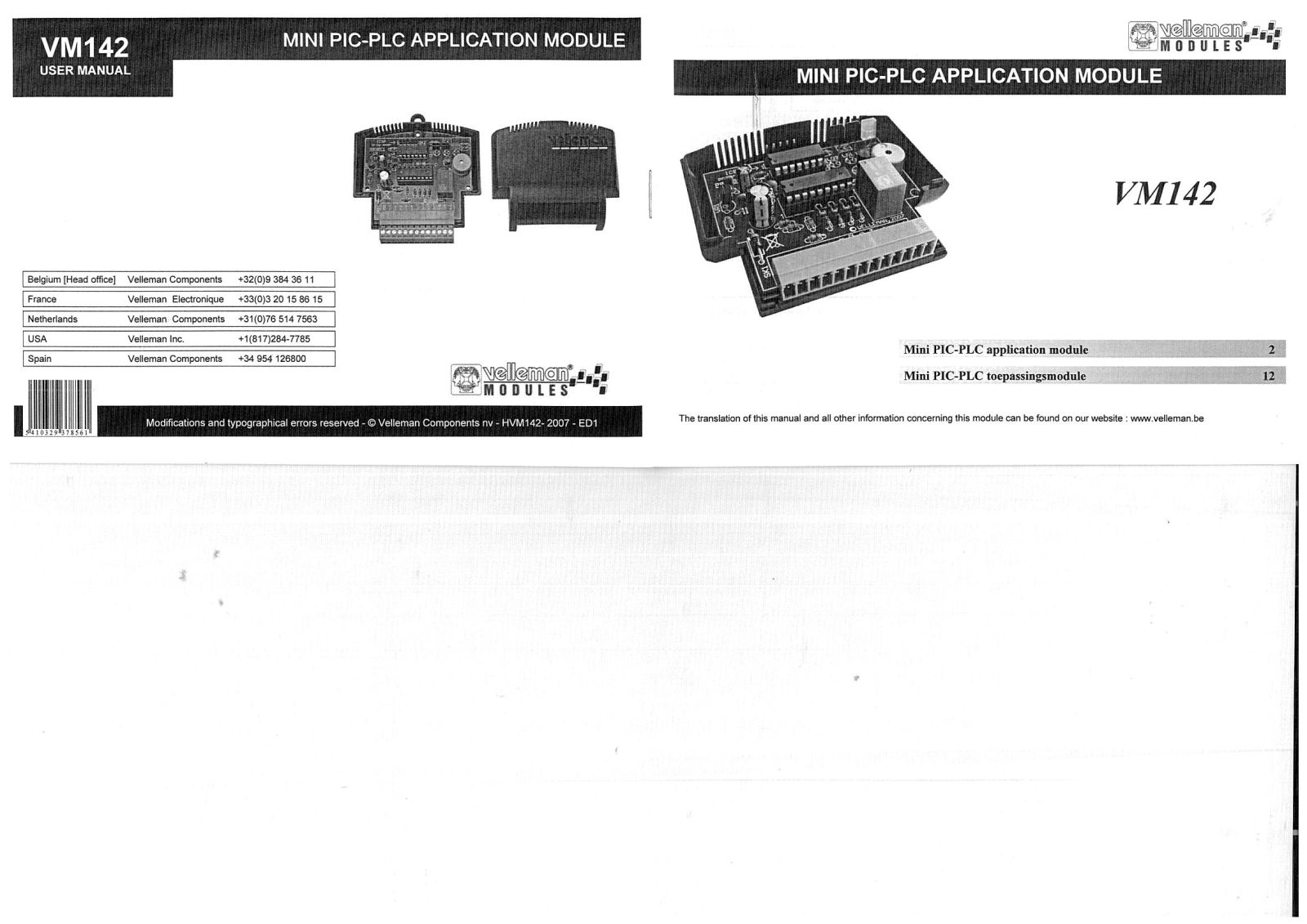 Velleman VM142 User guide