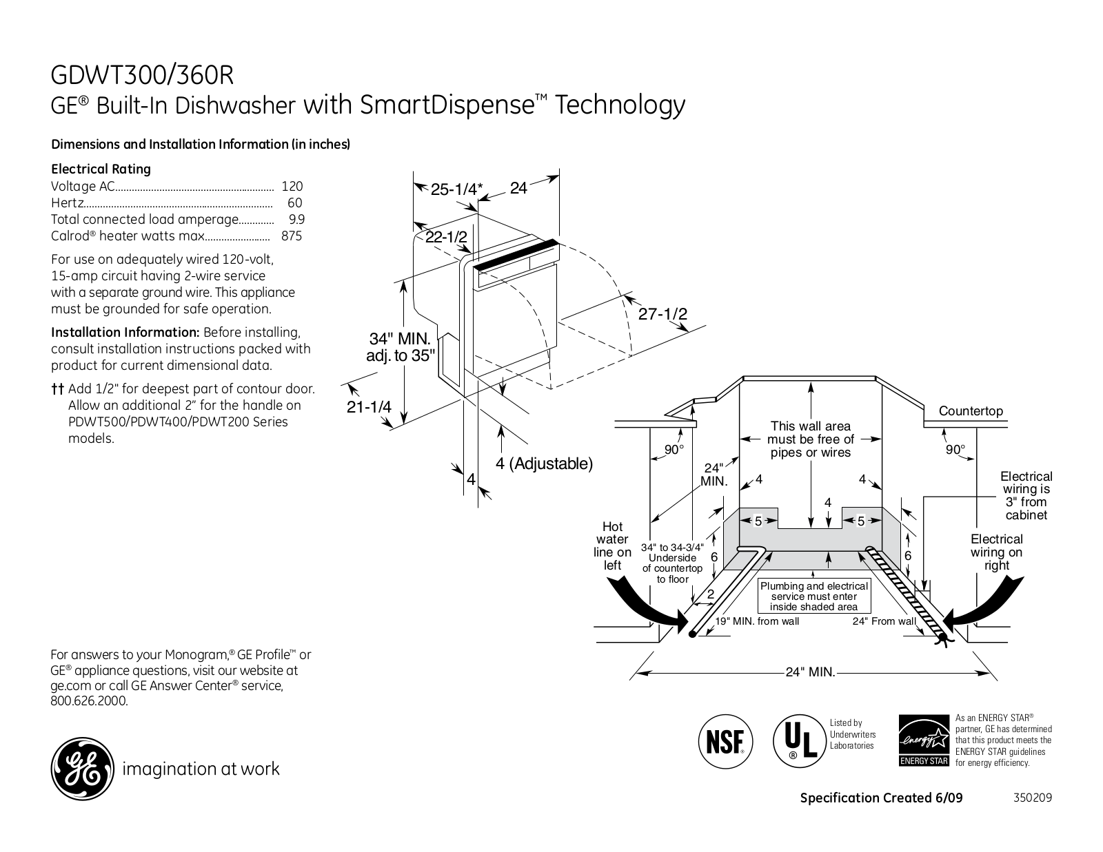 GE GDWT360RWW, GDWT360RBB, GDWT360R, GDWT300, GDWT360RSS User Manual