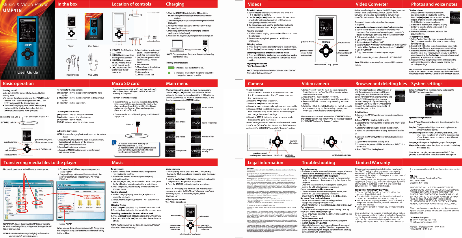 Uniden UMP418 User Manual